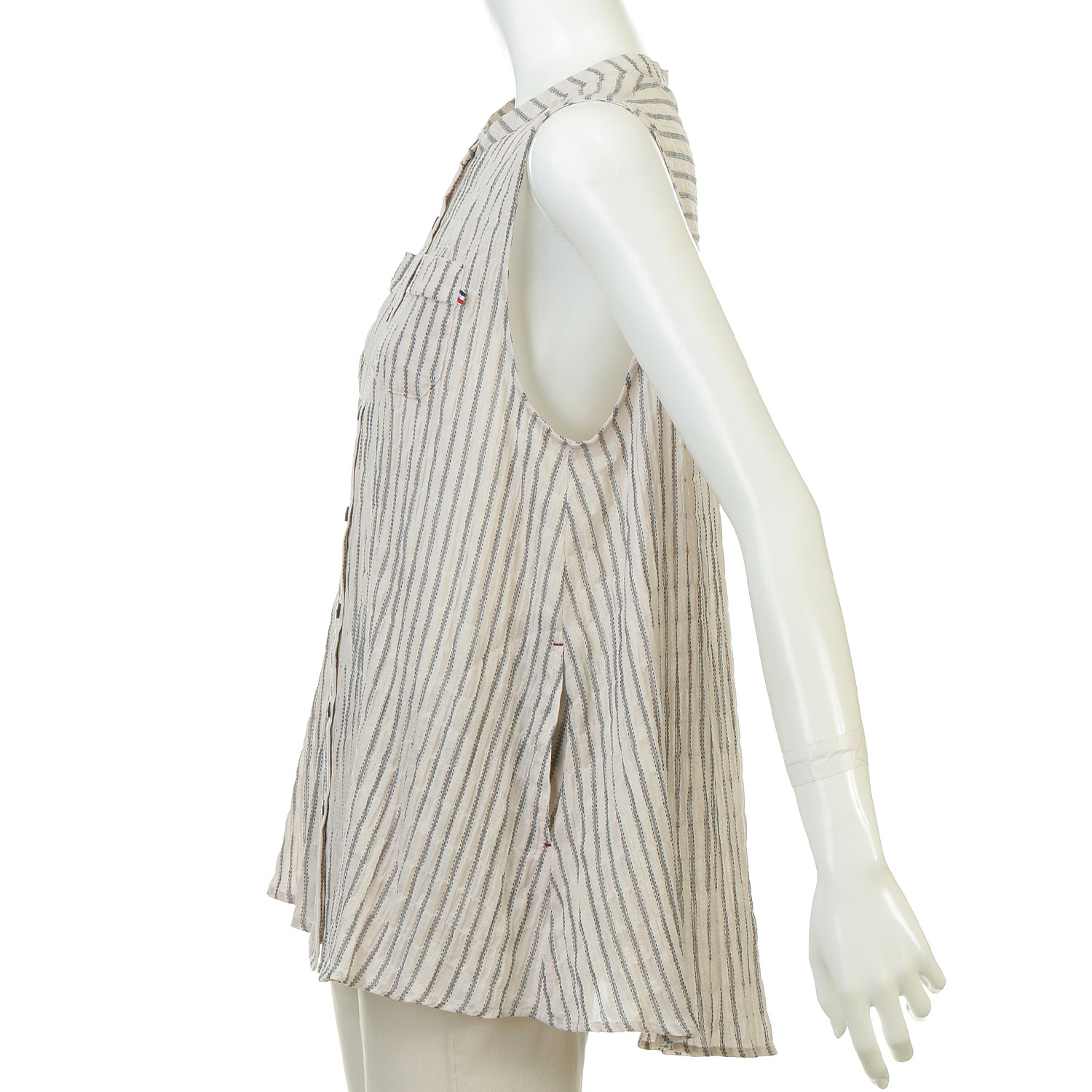 綿PUストライプベスト - 画像3