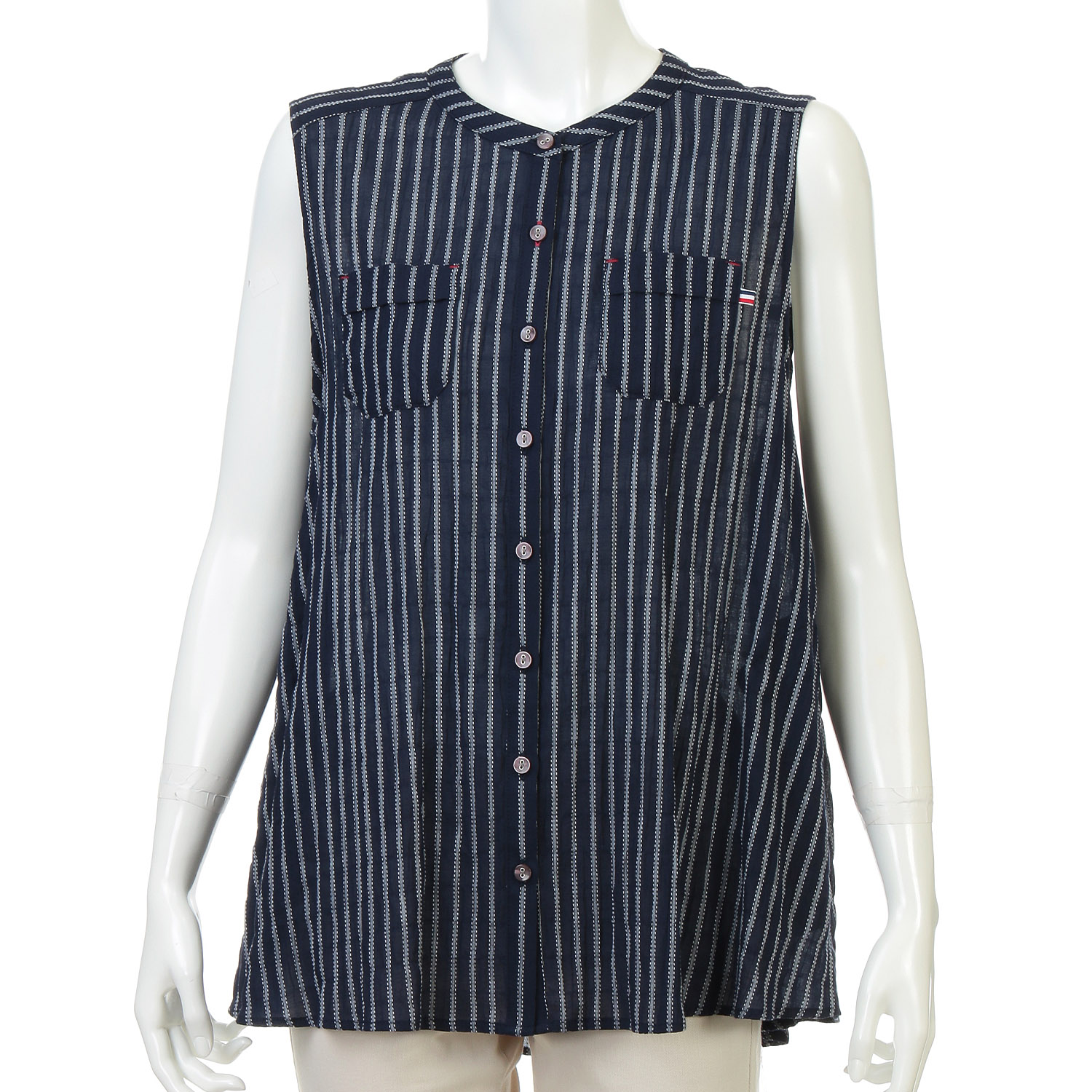 綿PUストライプベスト - 画像6