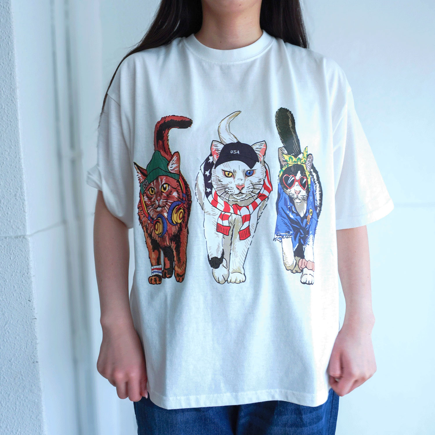 CORISCO Animal Village 前後プリントネコTシャツ