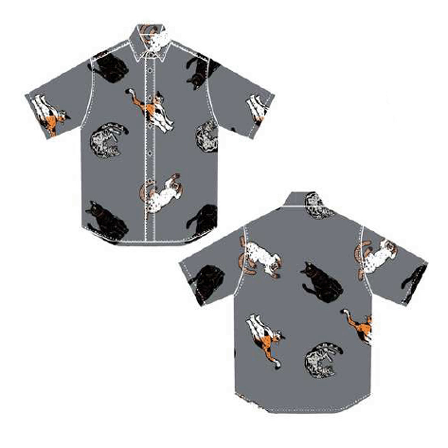 CORISCO Animal Village 猫総柄半袖サッカーシャツ - 画像6