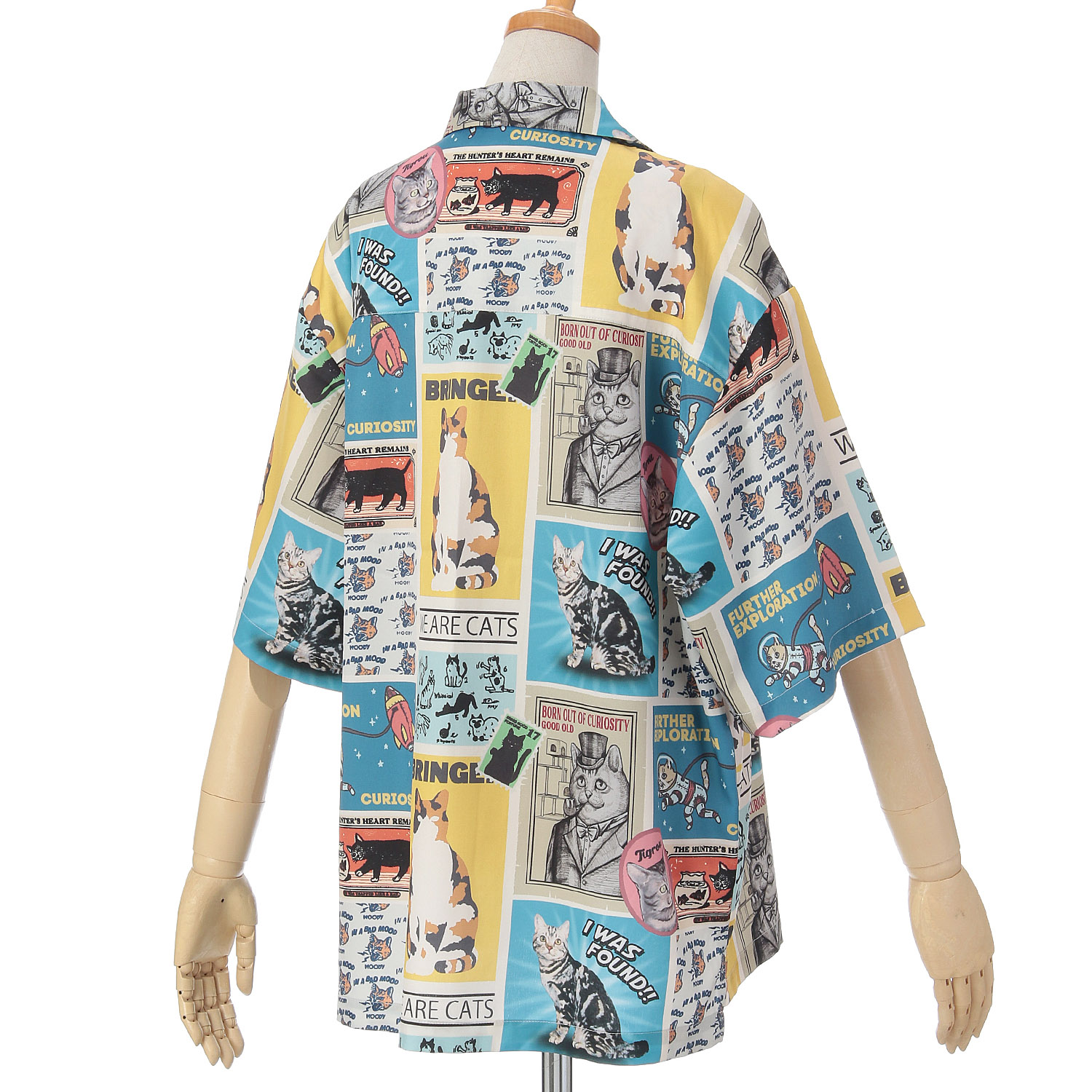 CORISCO Animal Village 猫総柄半袖オープンシャツ - 画像7