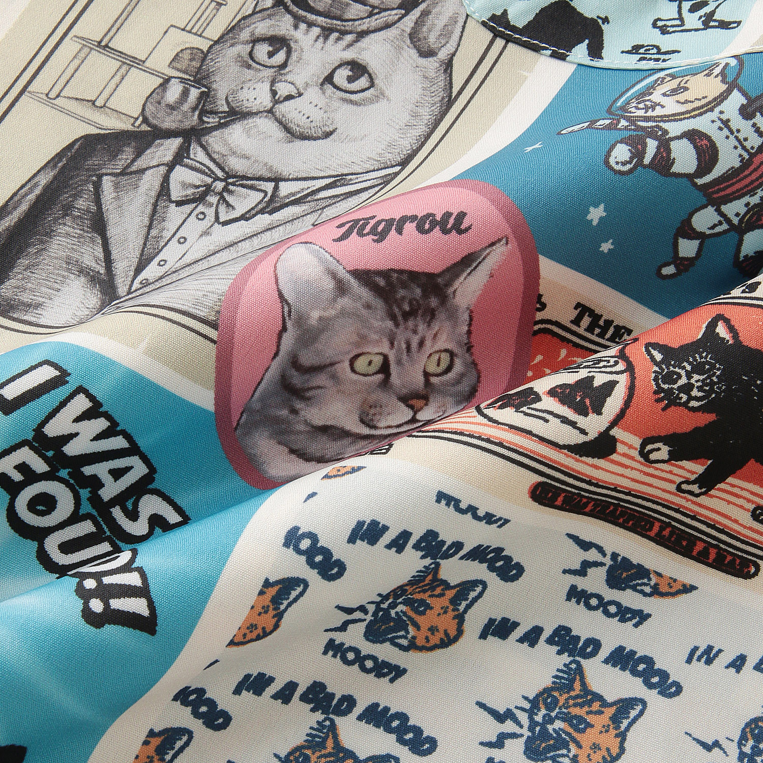 CORISCO Animal Village 猫総柄半袖オープンシャツ - 画像8