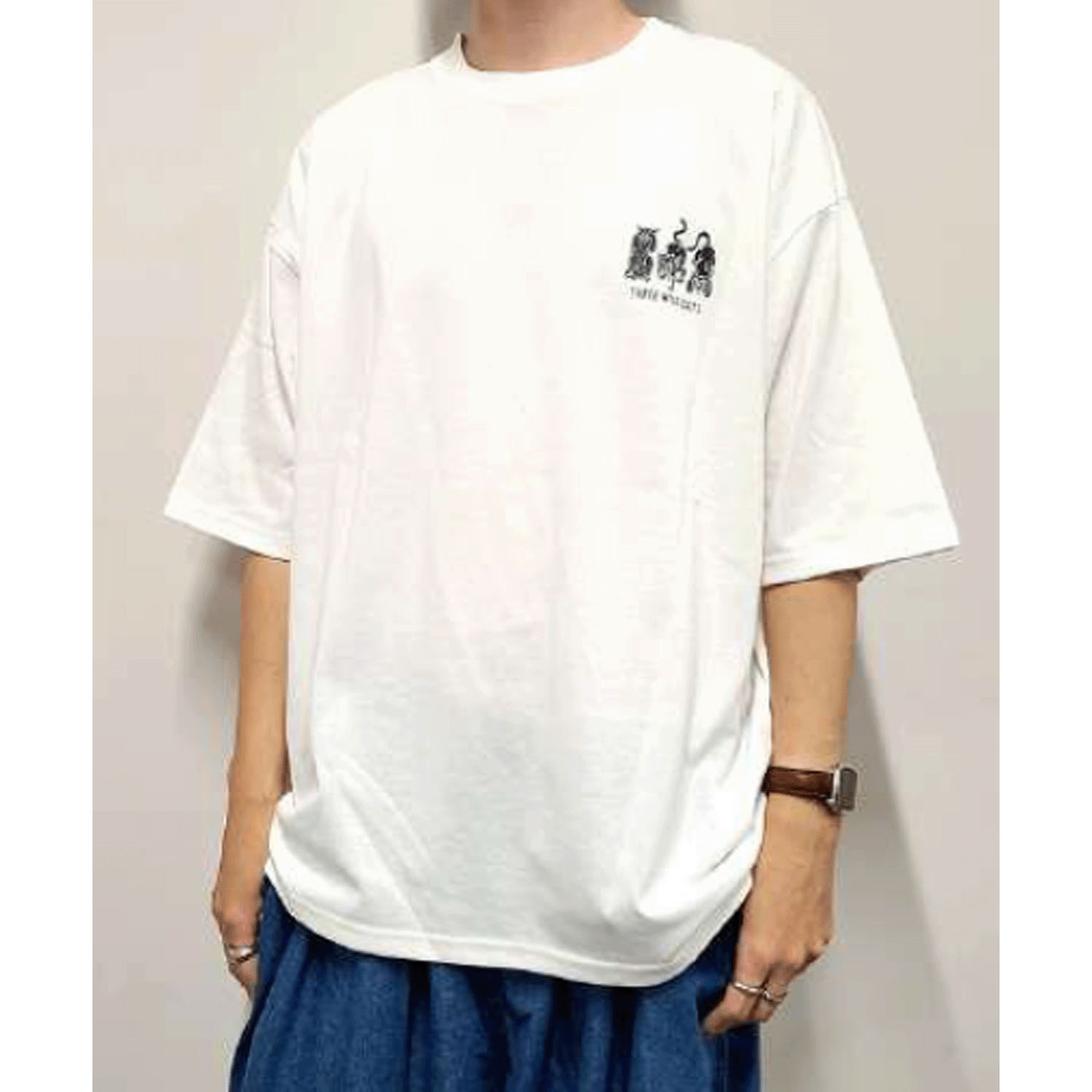 【Insta Live】CORISCO Animal Village 見ざる・言わざる・聞かざるネコ和柄Tシャツ - 画像2