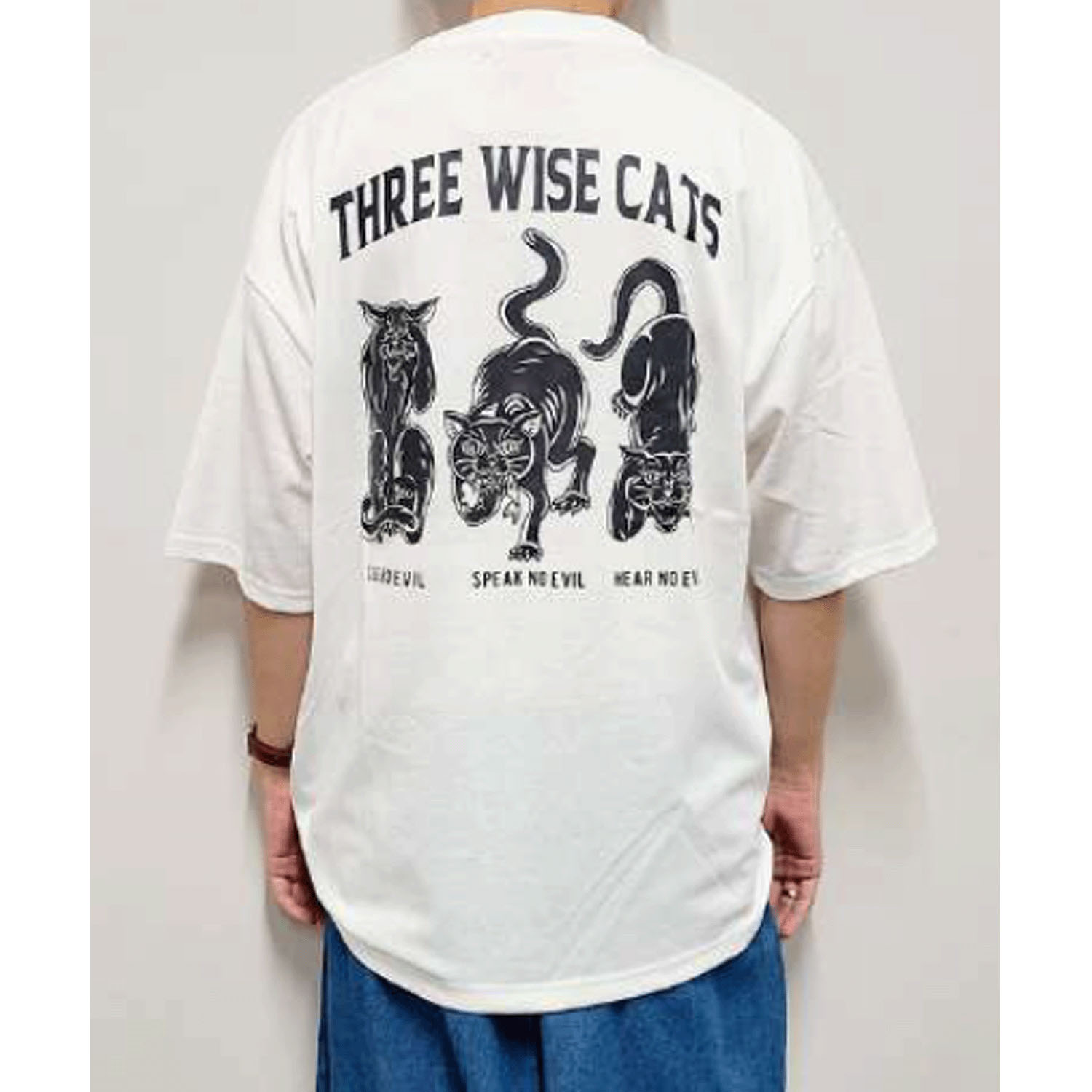 【Insta Live】CORISCO Animal Village 見ざる・言わざる・聞かざるネコ和柄Tシャツ - 画像3