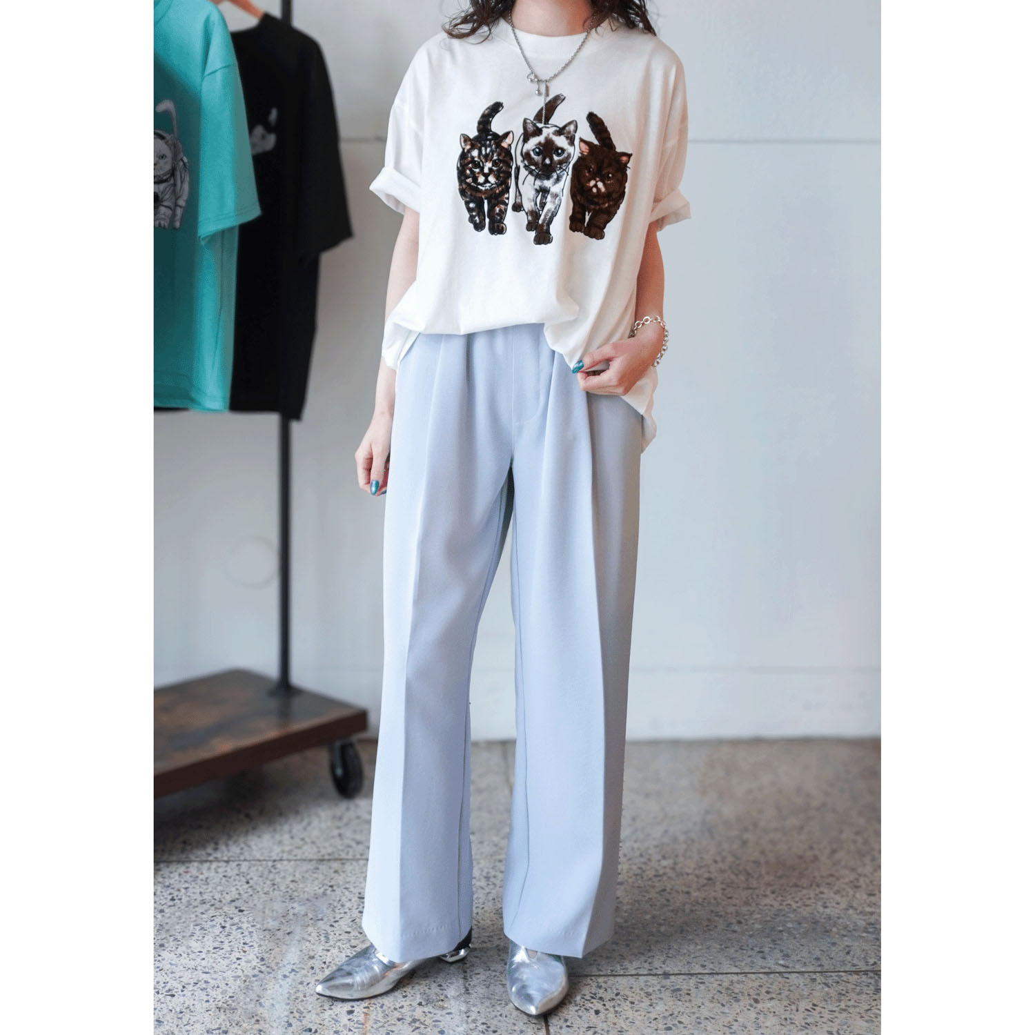 【Insta Live】CORISCO Animal Village ネコフロッキーTシャツ - 画像5