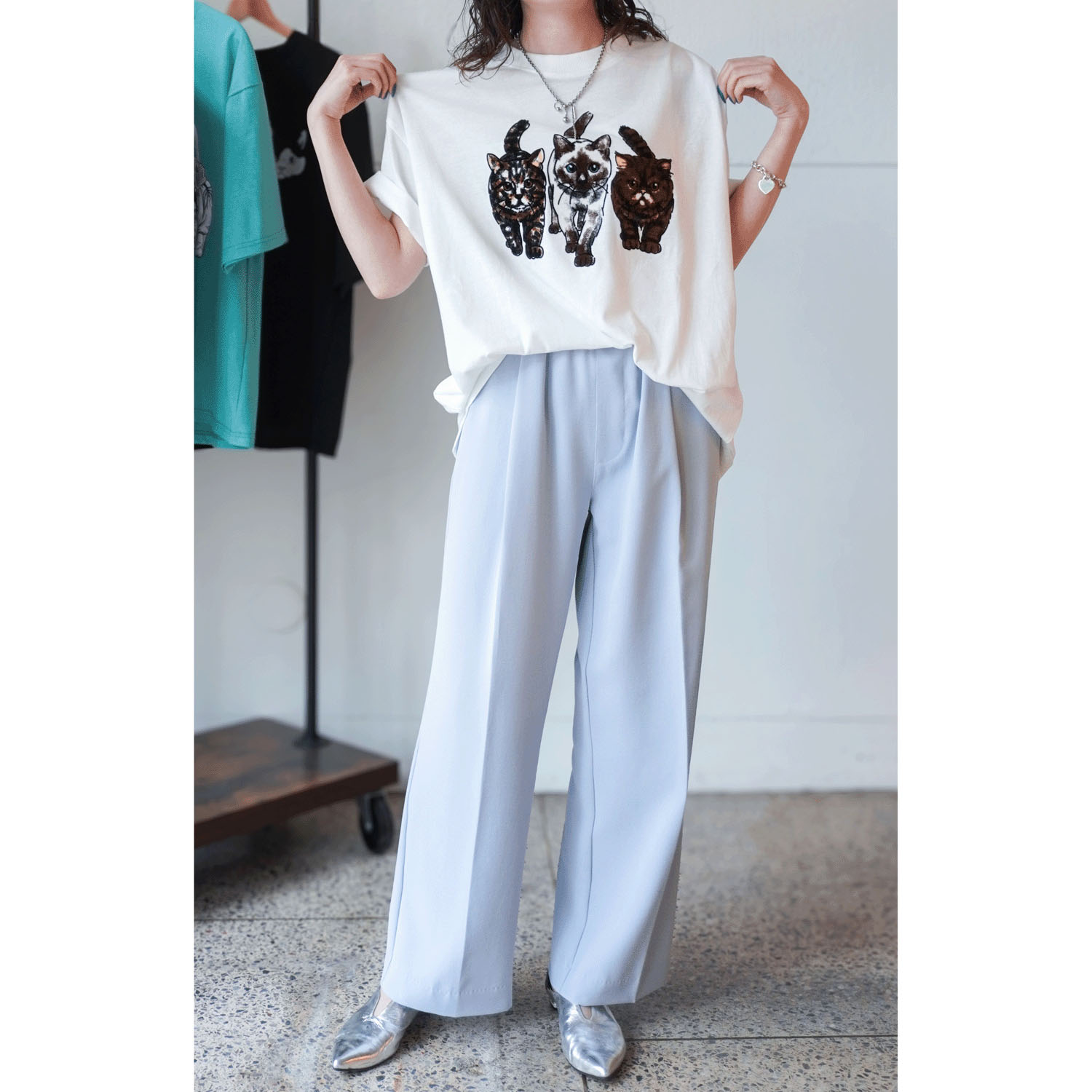 【Insta Live】CORISCO Animal Village ネコフロッキーTシャツ - 画像6