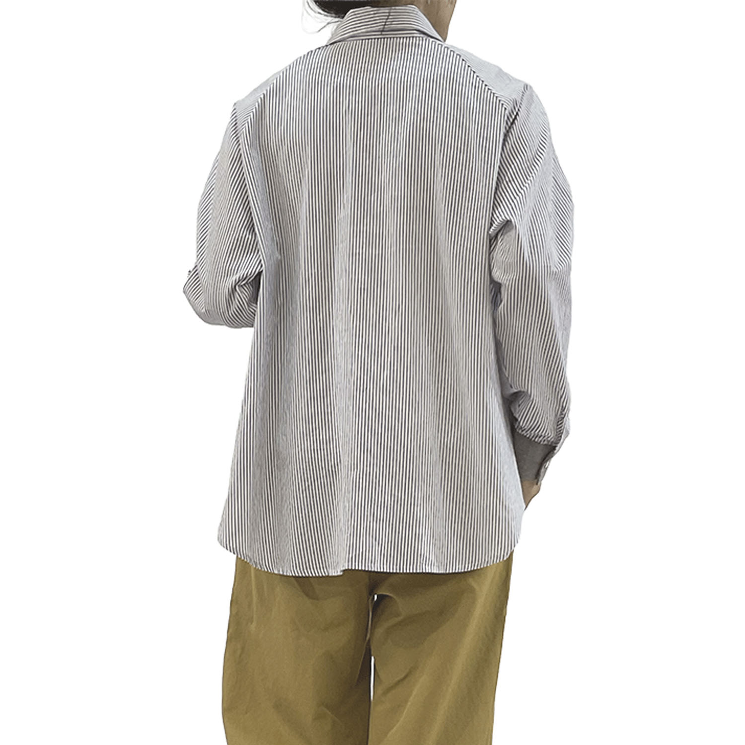 GENTIL 袖配色ストライプラグランスリーブシャツ - 画像5