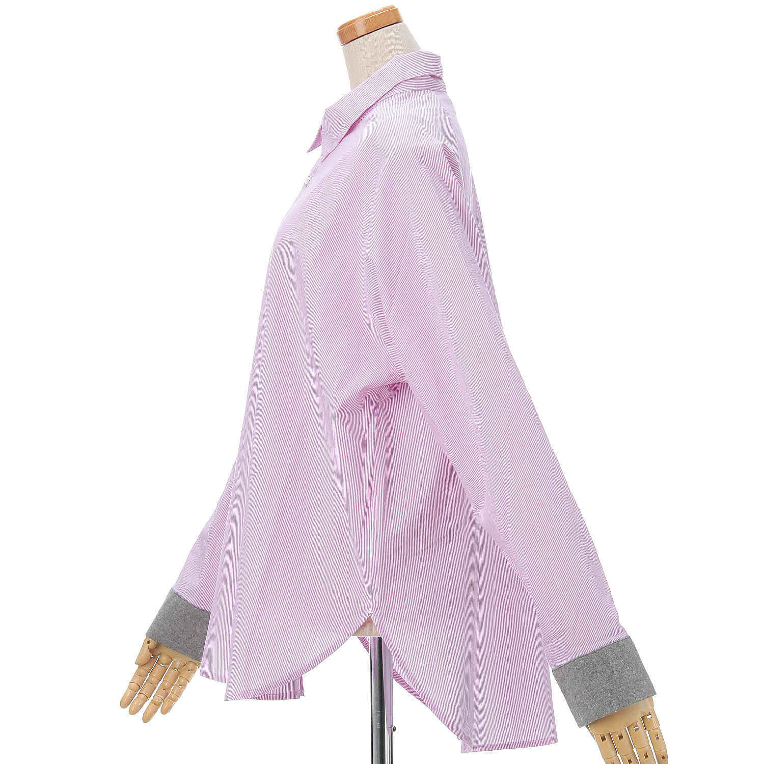 GENTIL 袖配色ストライプラグランスリーブシャツ - 画像8