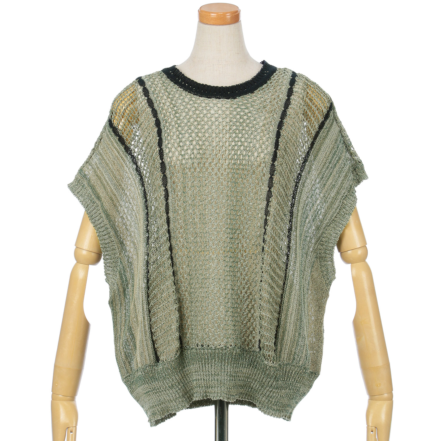 GENTIL 麻タッチメッシュ編みベスト - 画像2