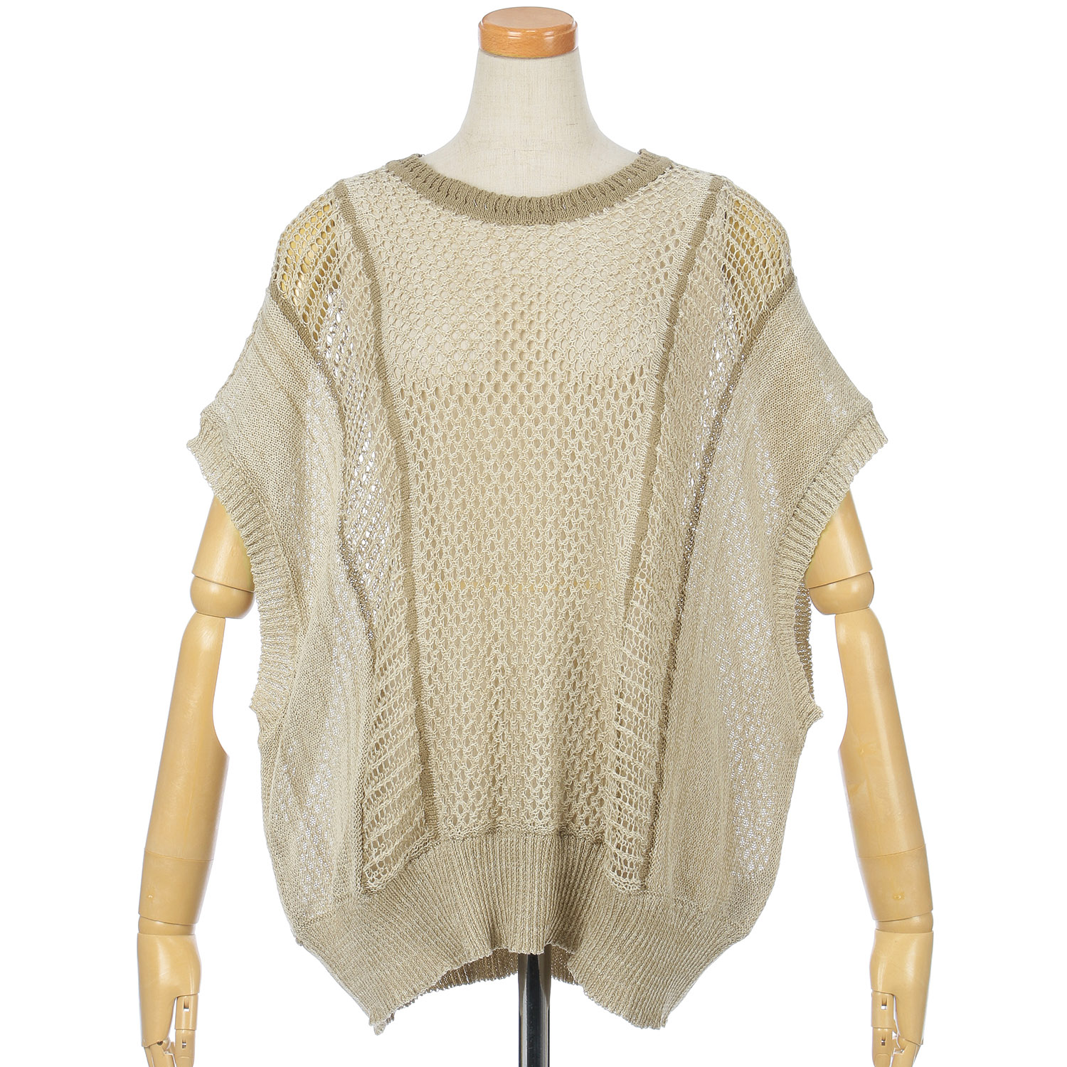 GENTIL 麻タッチメッシュ編みベスト - 画像9