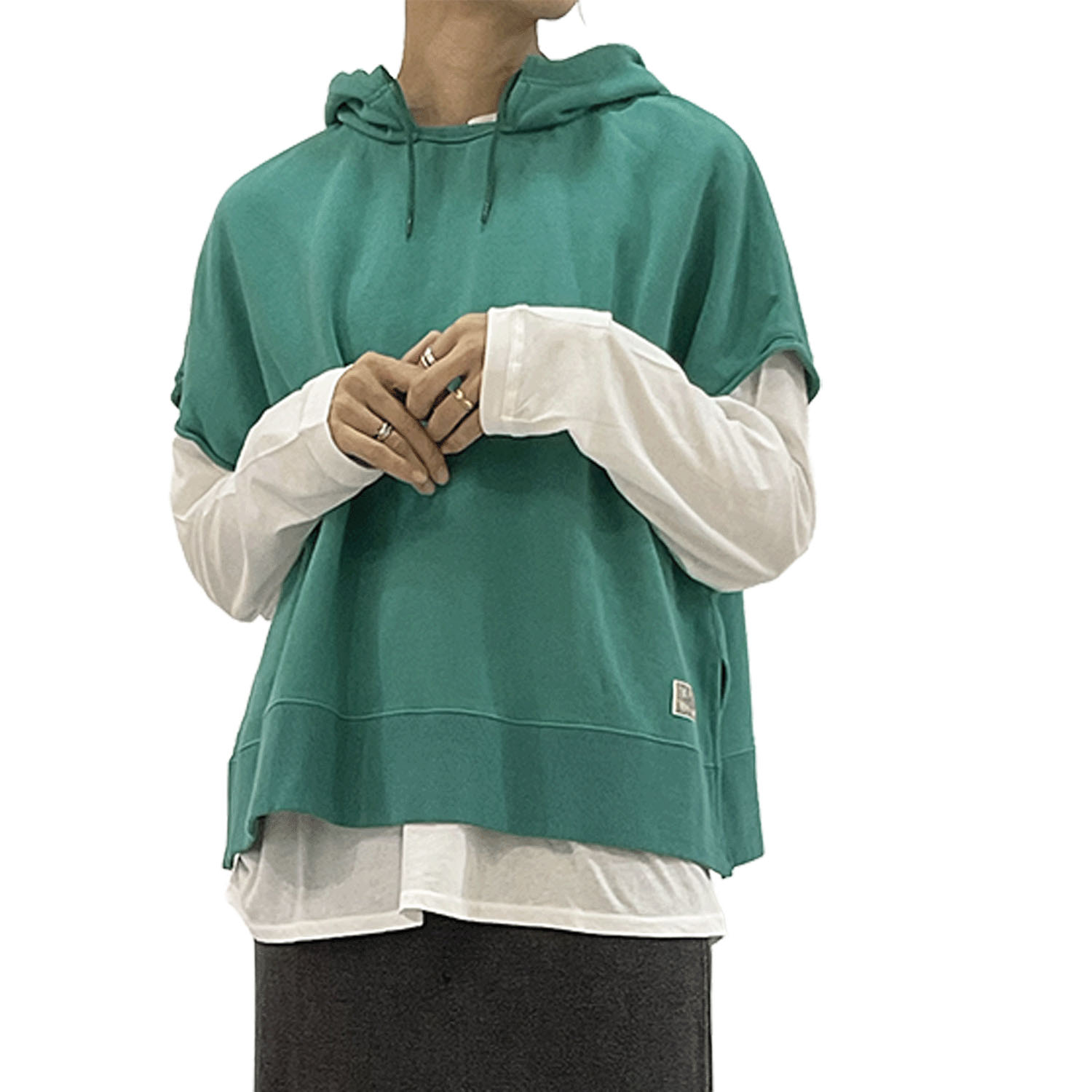 GENTIL 裏毛フード付べスト - 画像5