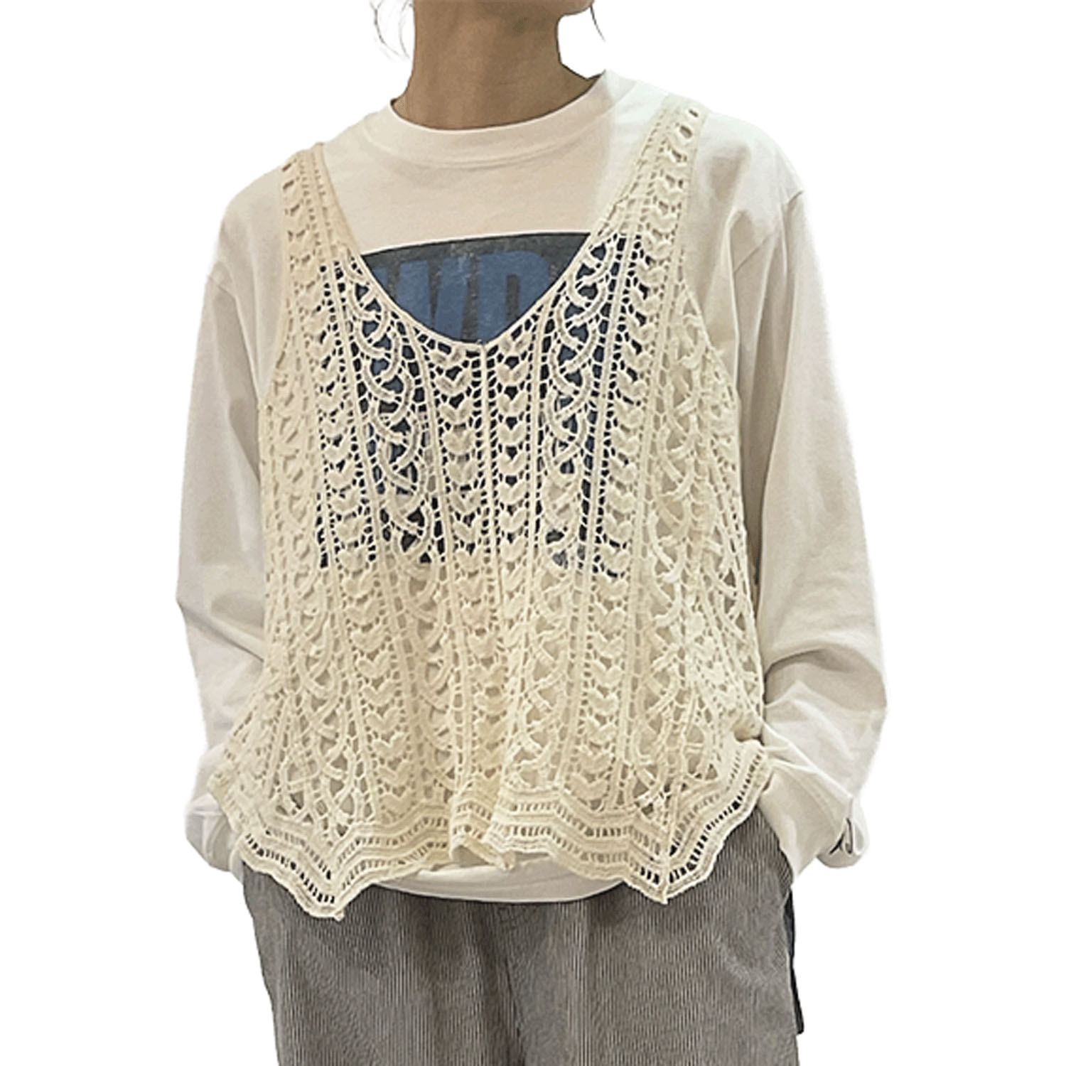 GENTIL かぎ針風ベスト - 画像4