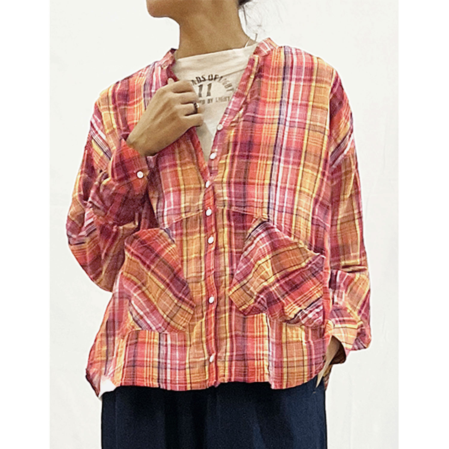 GENTIL マドラスチェックポケットシャツ