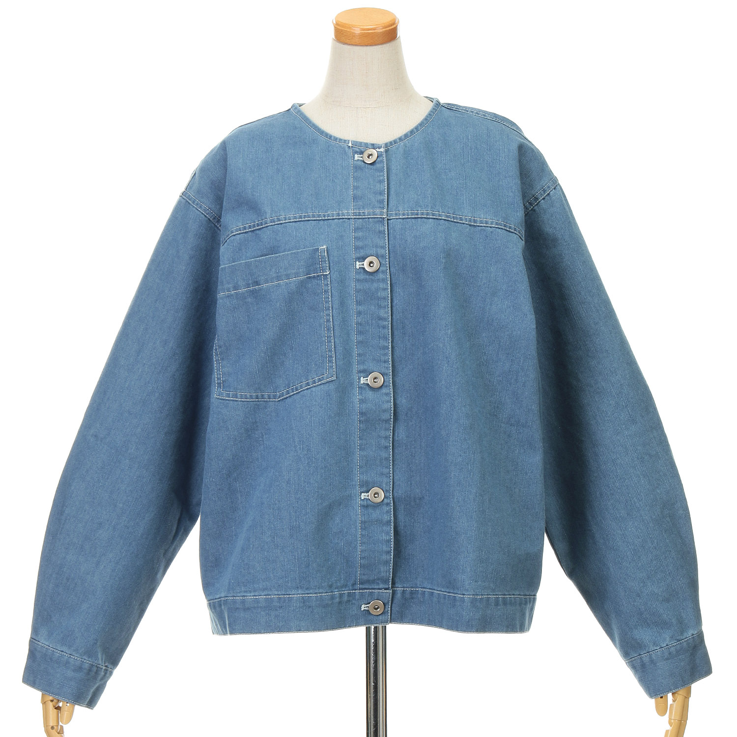 Amitie イーズデニムノーカラージャケット - 画像2