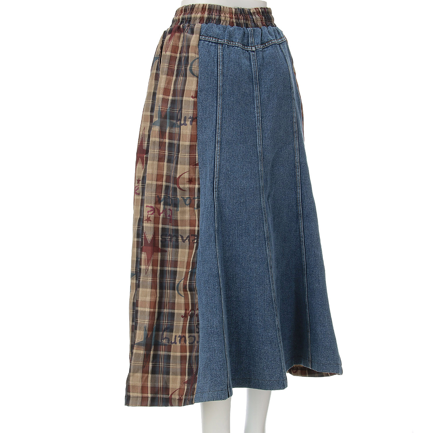 【ETONET限定】iriey デニムXチェック切替スカート - 画像9