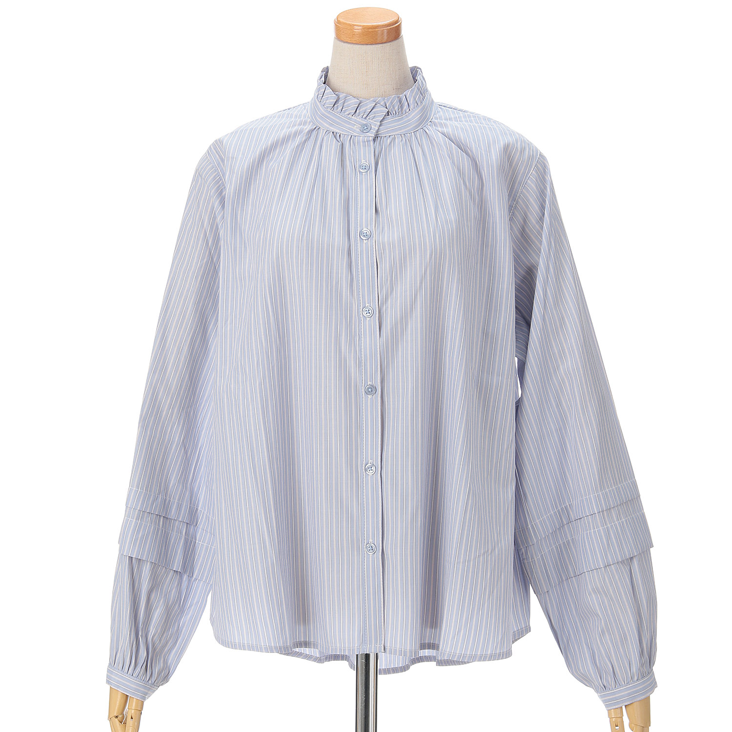 le colis 袖タック襟フリルシャツ