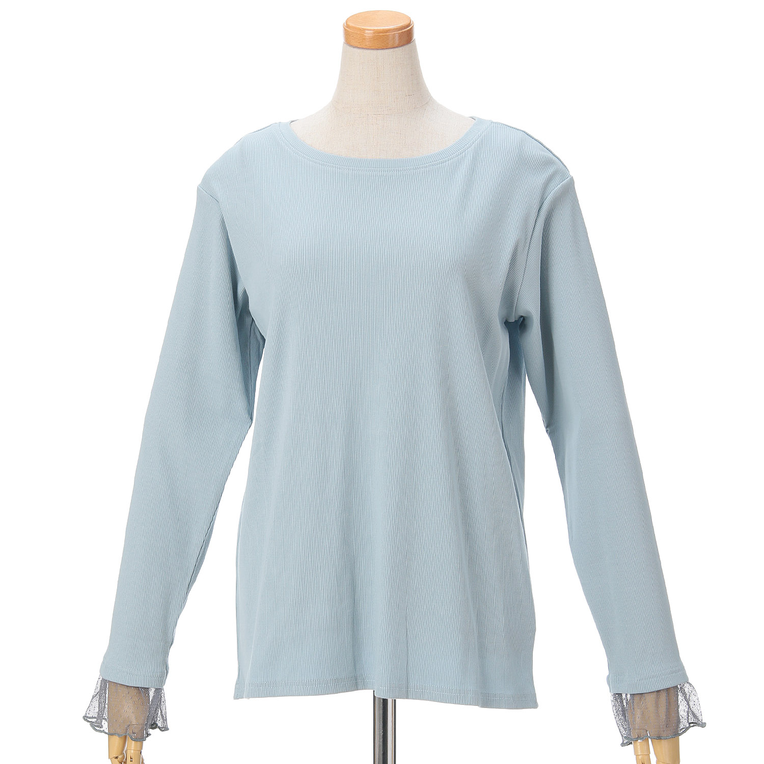 le colis テレコ袖ドットチュールレイヤードプルオーバー - 画像1