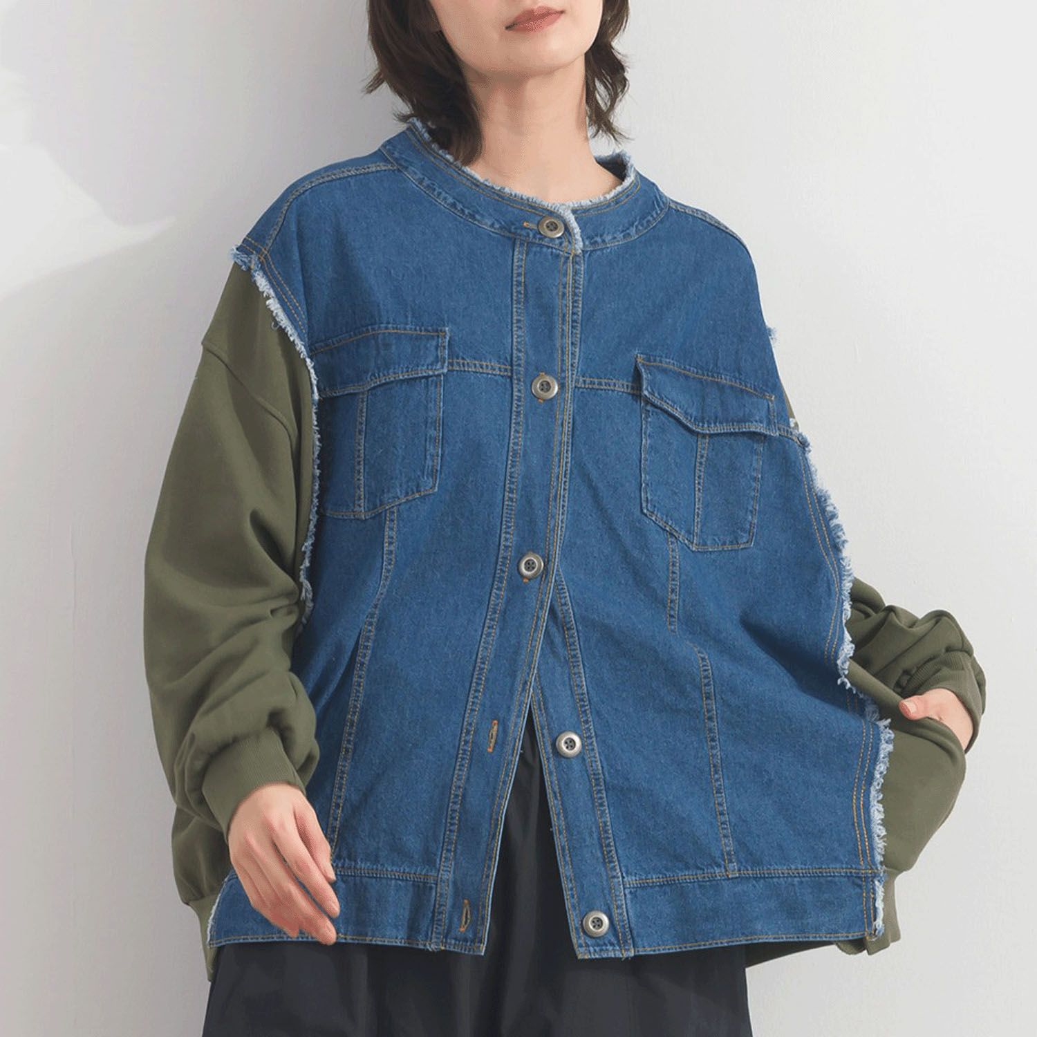 【ETONET限定】 iriey  裏毛Xデニムクル－カーデ - 画像14