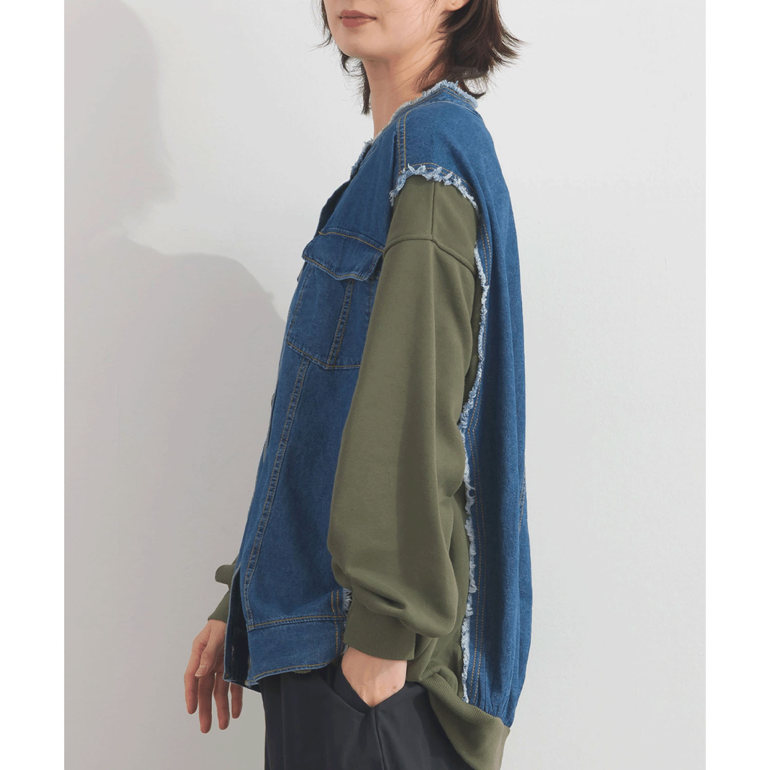 【ETONET限定】 iriey  裏毛Xデニムクル－カーデ - 画像15