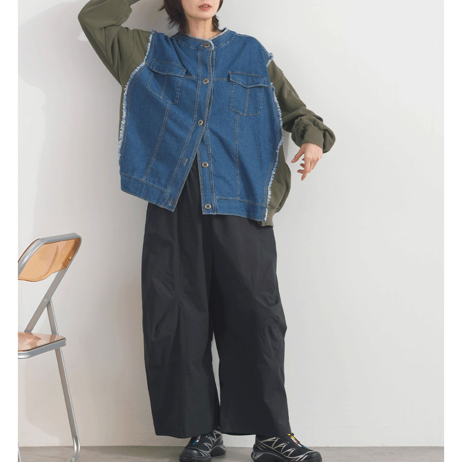 【ETONET限定】 iriey  裏毛Xデニムクル－カーデ - 画像18