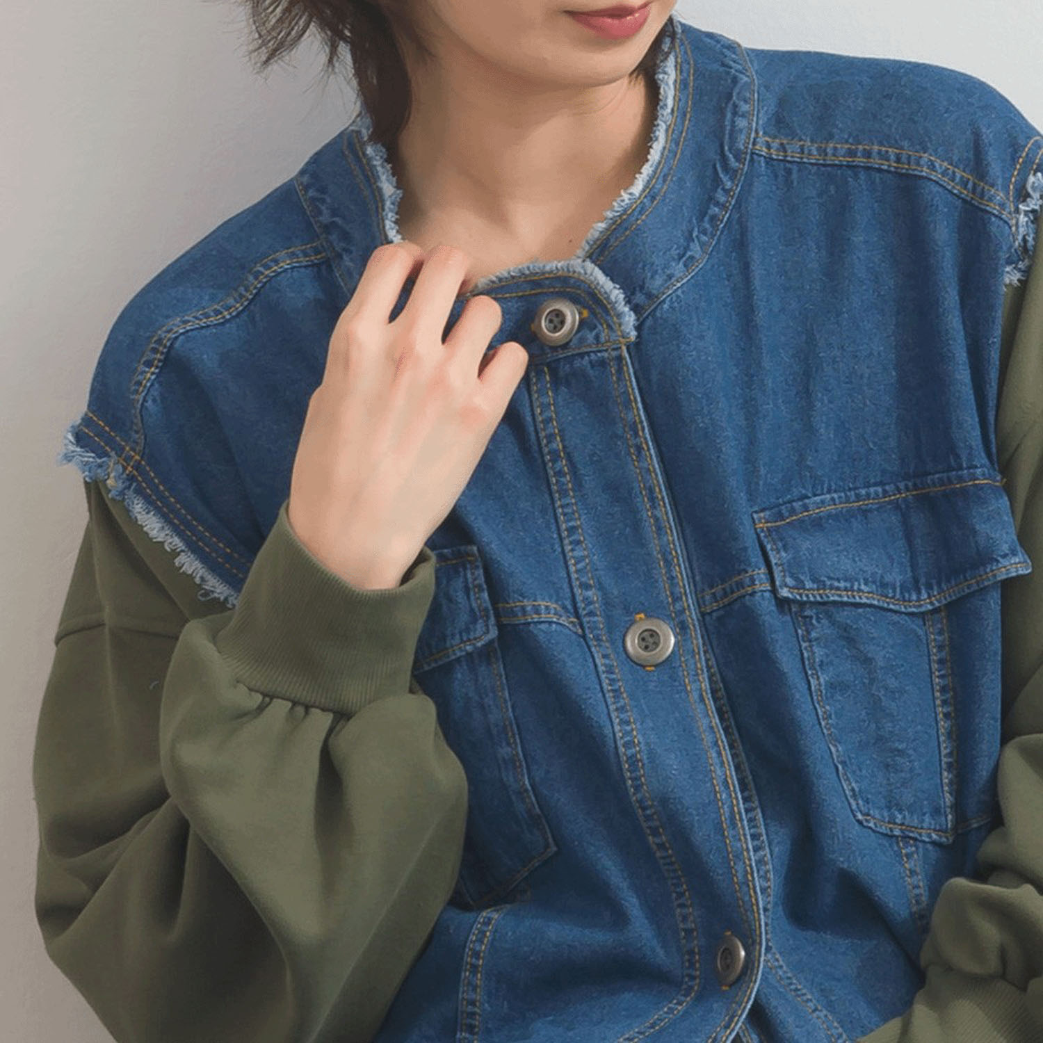 【ETONET限定】 iriey  裏毛Xデニムクル－カーデ - 画像19