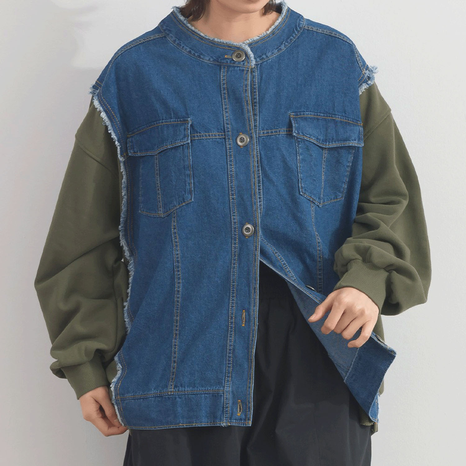 【ETONET限定】 iriey  裏毛Xデニムクル－カーデ - 画像20