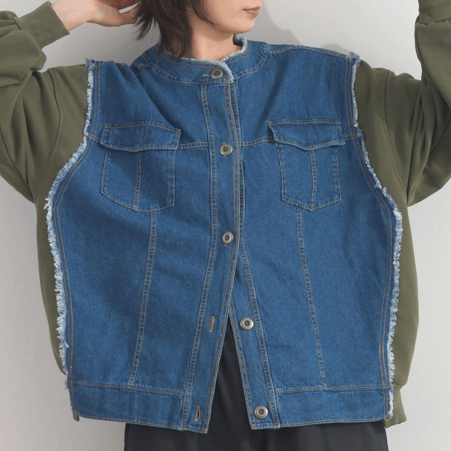 【ETONET限定】 iriey  裏毛Xデニムクル－カーデ - 画像21