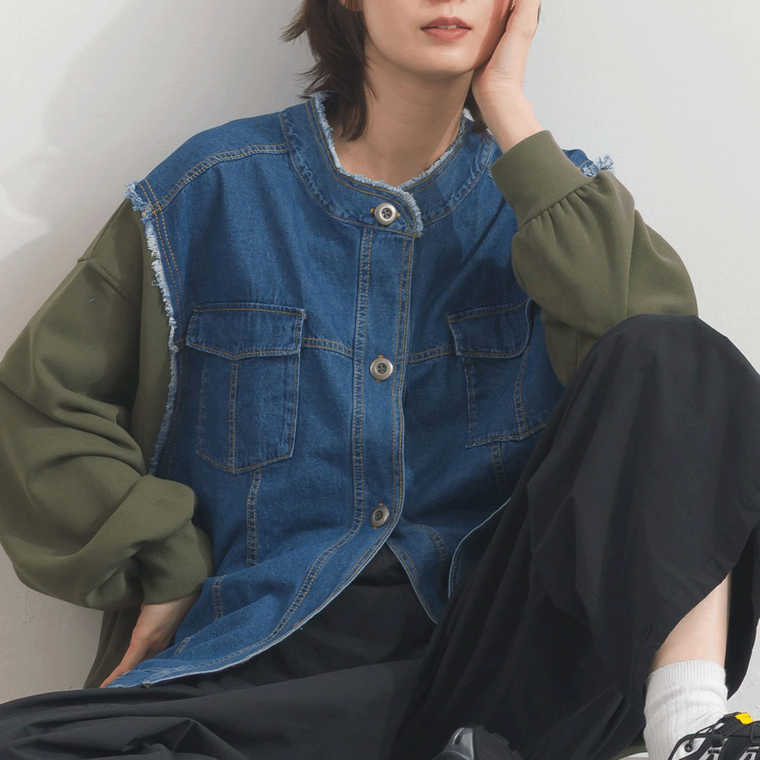 【ETONET限定】 iriey  裏毛Xデニムクル－カーデ - 画像22