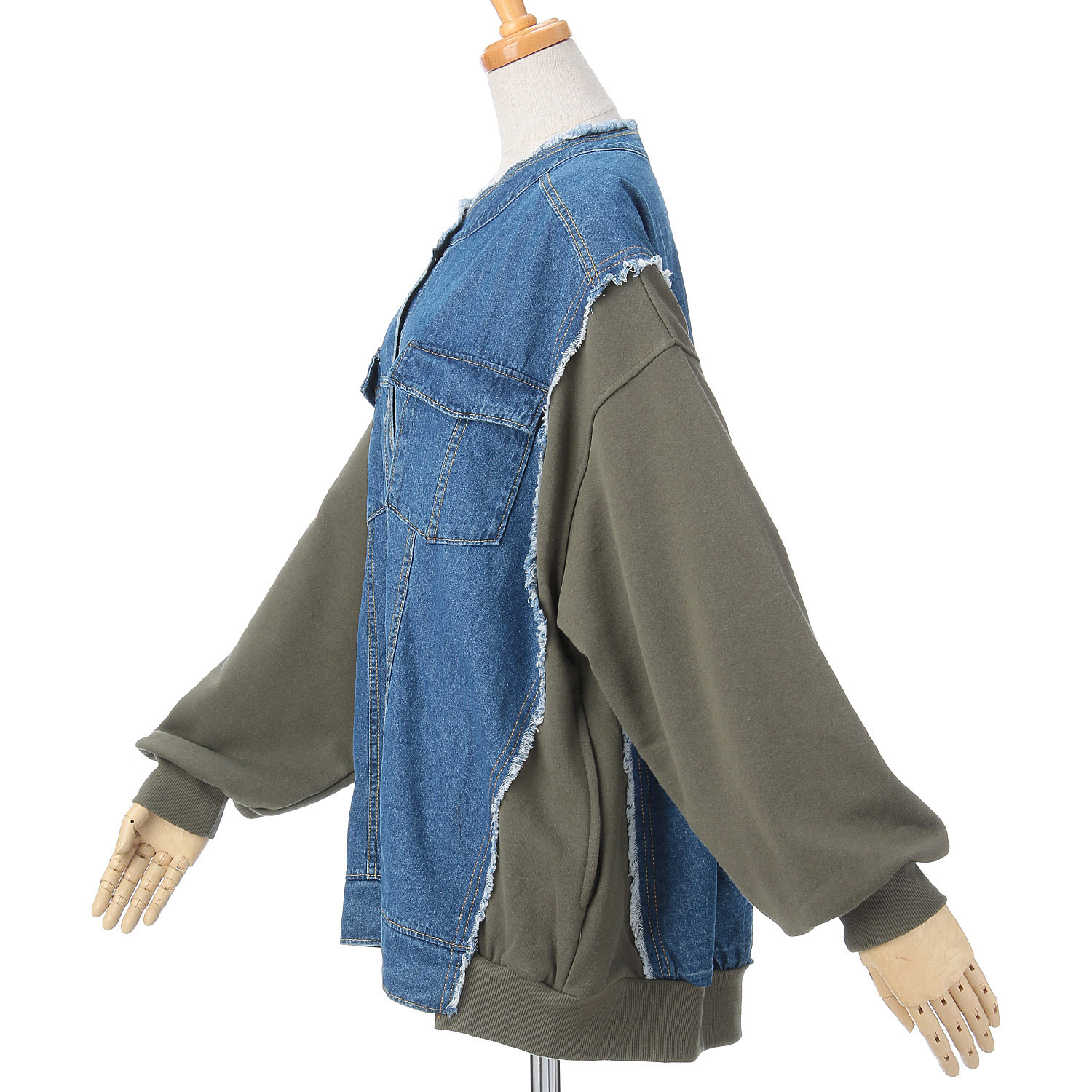 【ETONET限定】 iriey  裏毛Xデニムクル－カーデ - 画像24