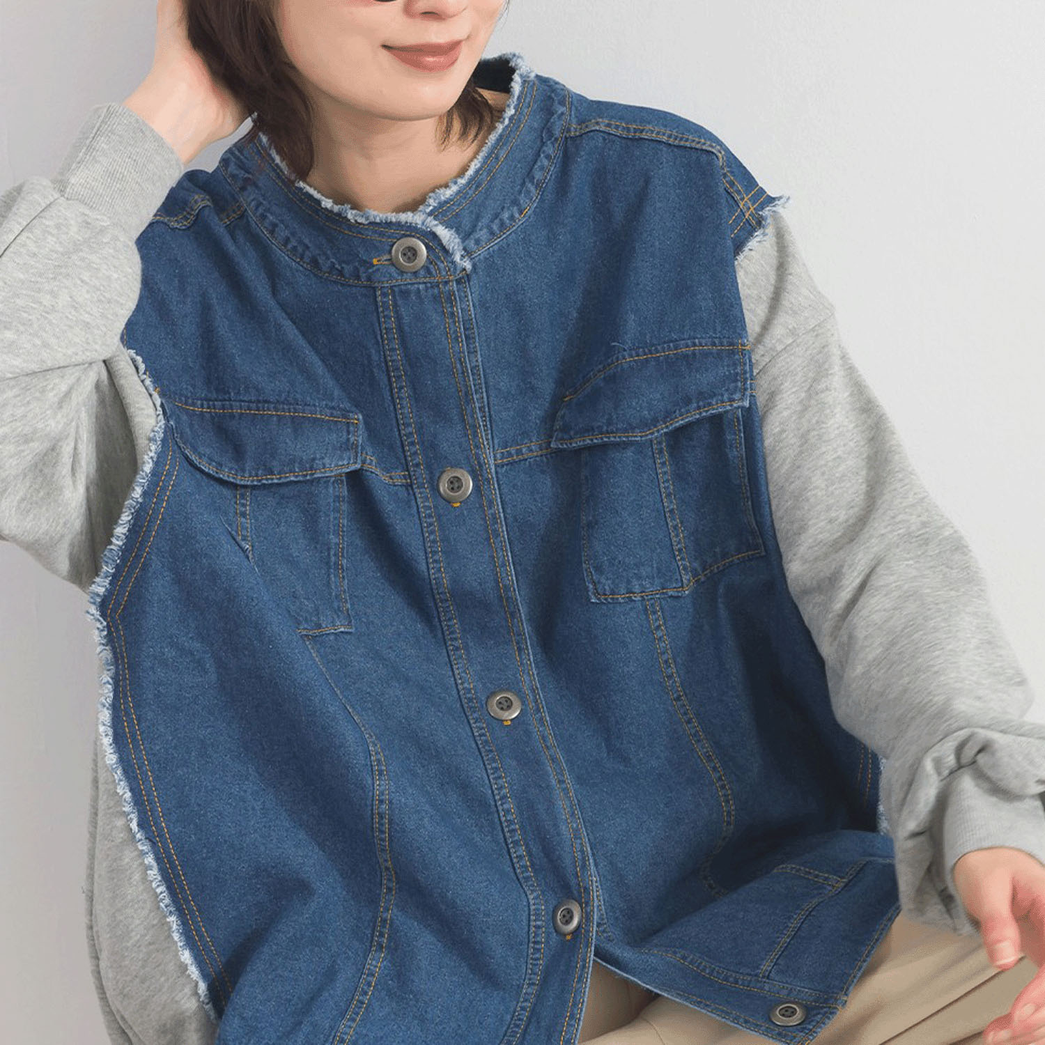 【ETONET限定】 iriey  裏毛Xデニムクル－カーデ