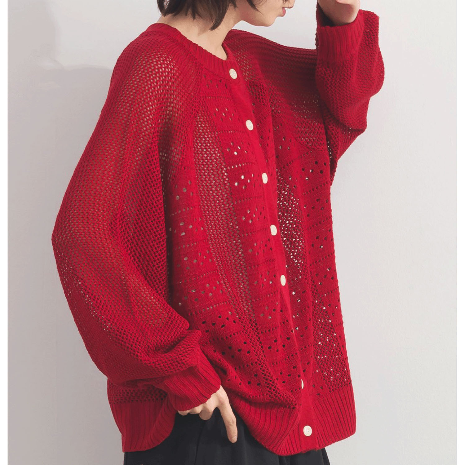 【ETONET限定】iriey 2WAY透かし編みカーデ - 画像14