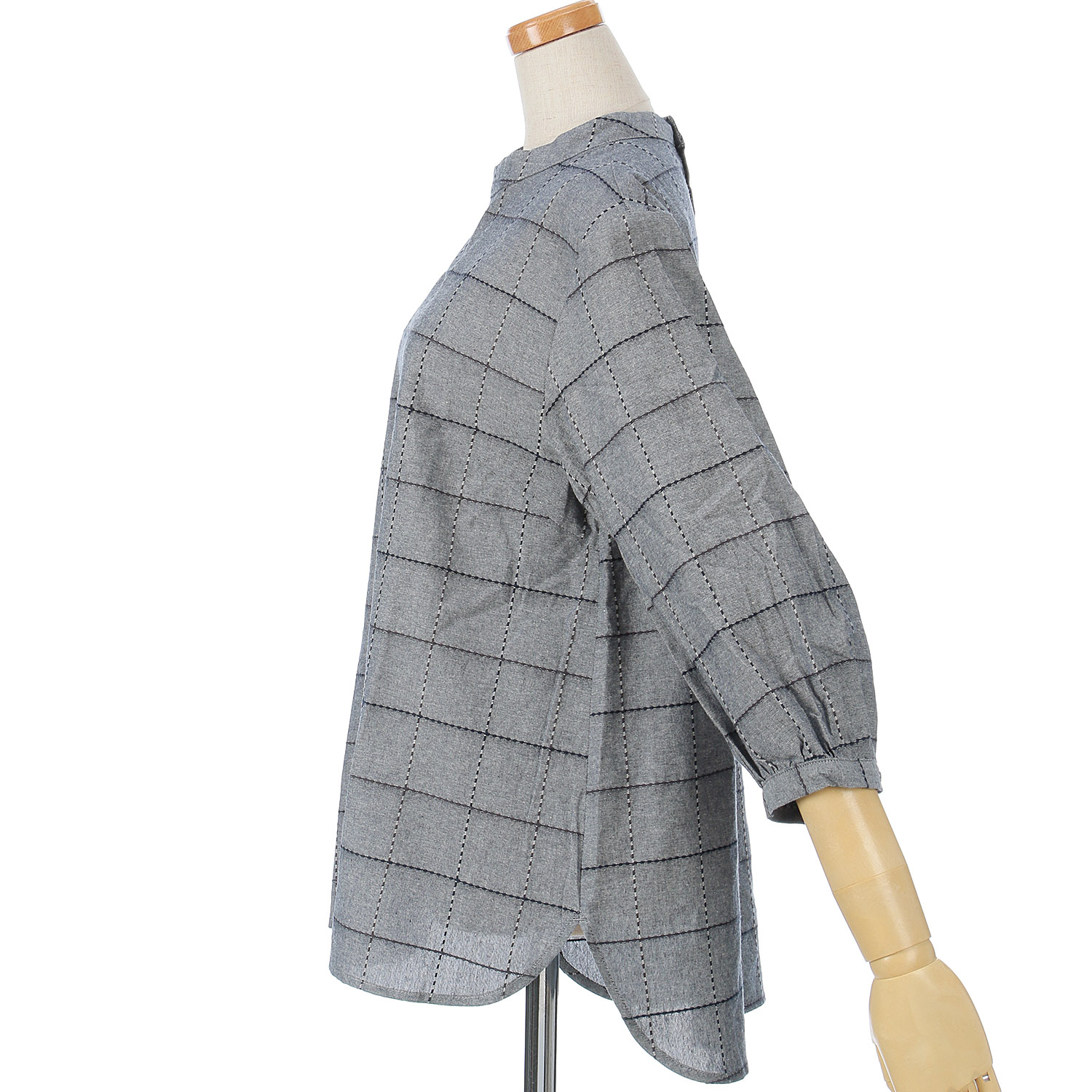 embelge 刺子チェックTブラウス - 画像4