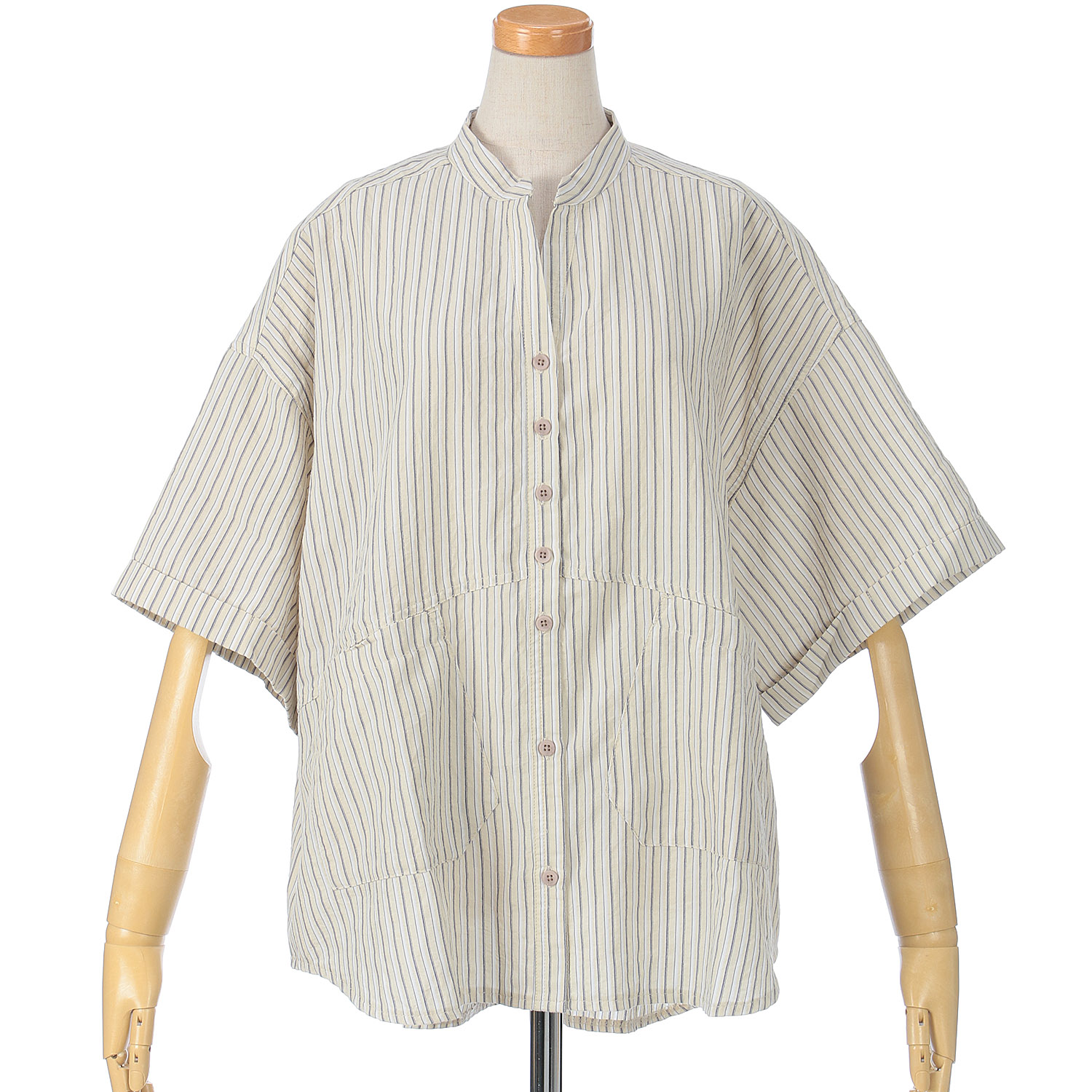 GENTIL マルチストライプポケットシャツ