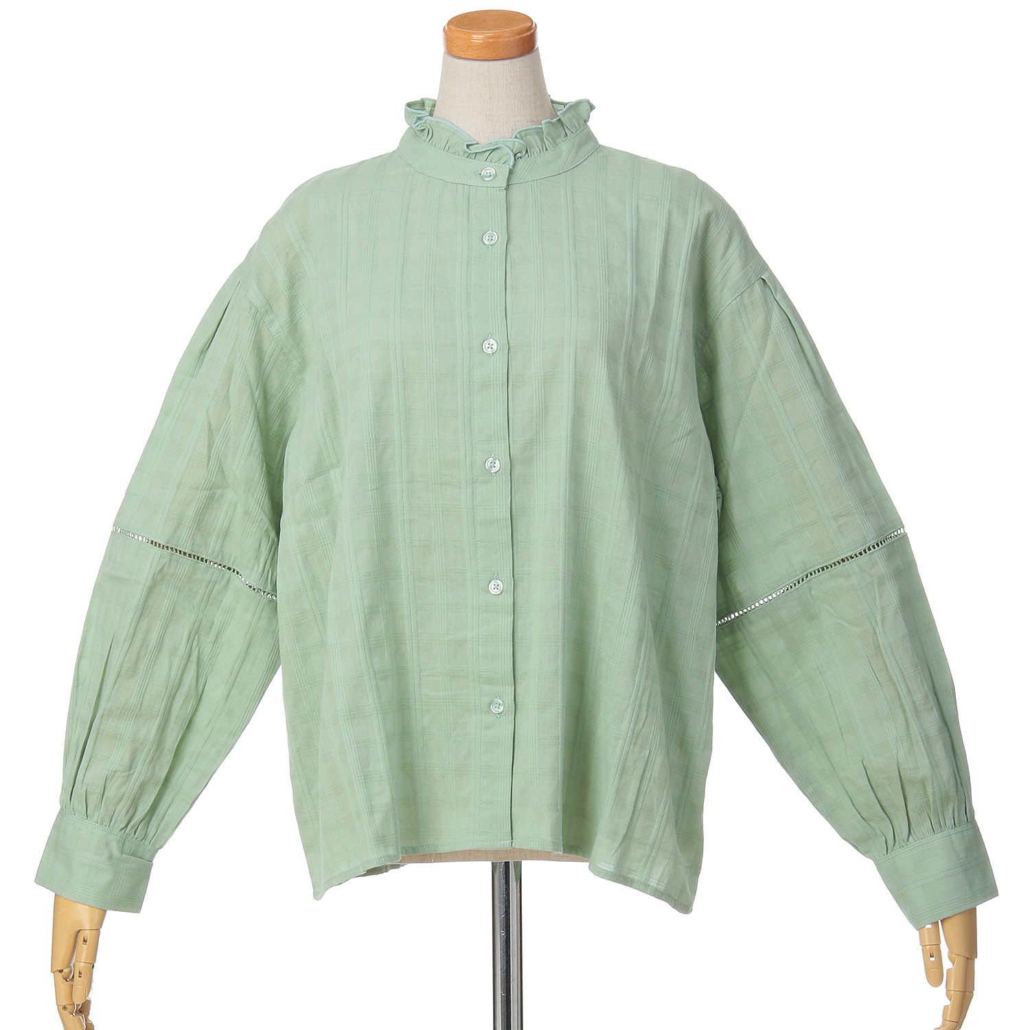 le colis チェックジャガード襟フリルシャツ - 画像4