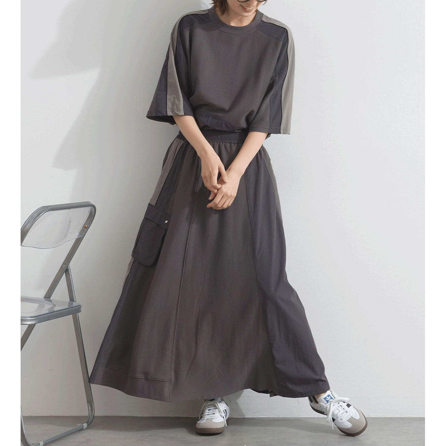 【ETONET限定】 iriey 配色ラインスカート - 画像6