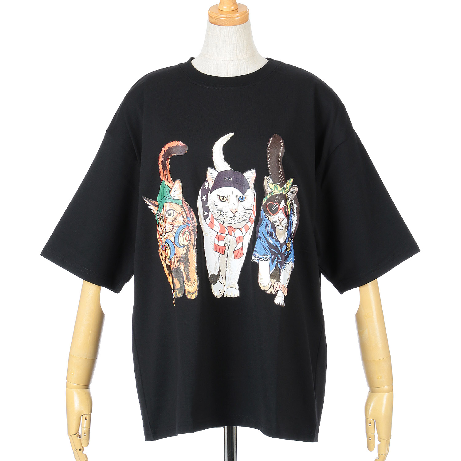 【LLサイズ、新色追加】【Insta Live】CORISCO Animal Village 前後プリントネコTシャツ - 画像33