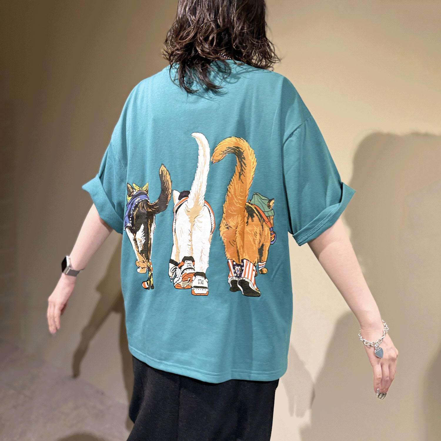 【LLサイズ、新色追加】【Insta Live】CORISCO Animal Village 前後プリントネコTシャツ - 画像43