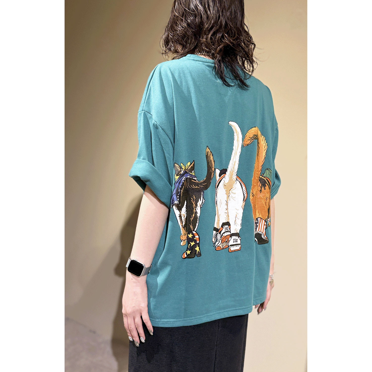 【LLサイズ、新色追加】【Insta Live】CORISCO Animal Village 前後プリントネコTシャツ - 画像45