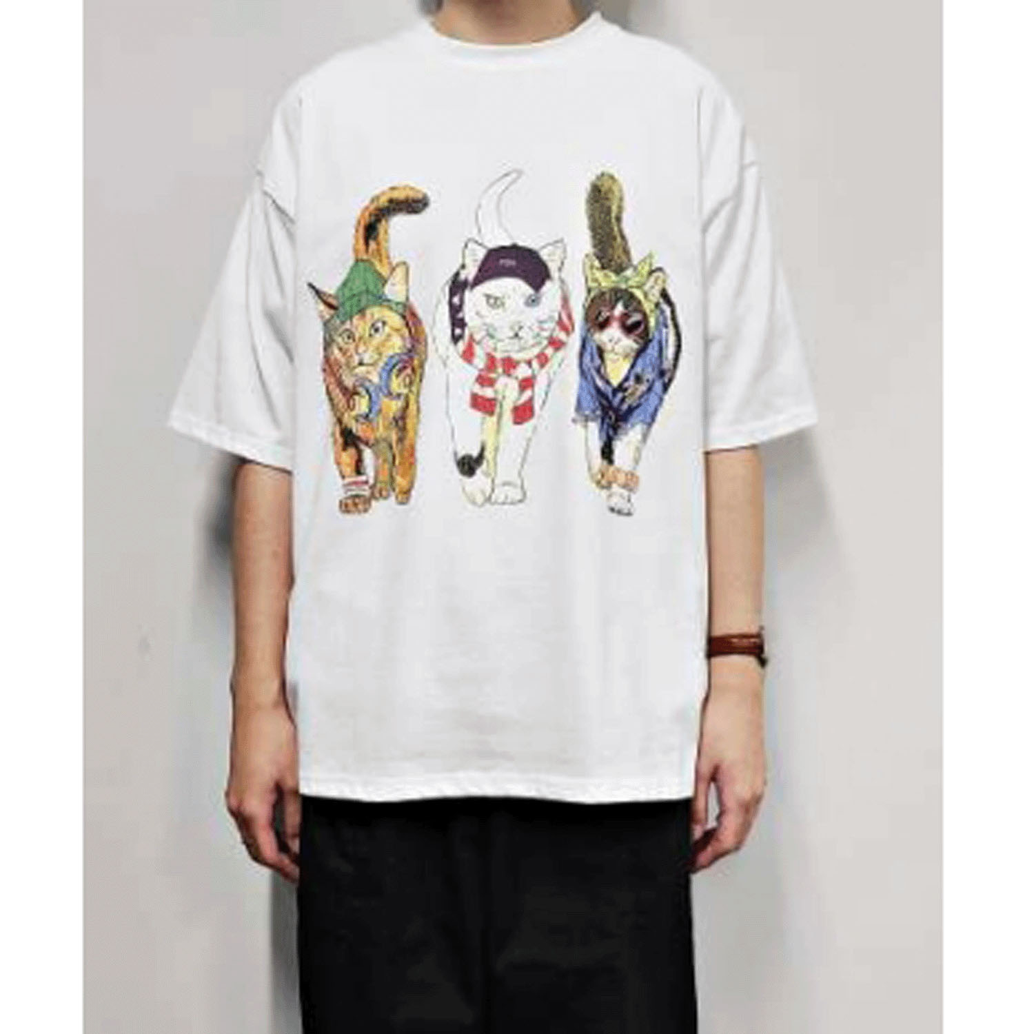 【LLサイズ、新色追加】【Insta Live】CORISCO Animal Village 前後プリントネコTシャツ - 画像8