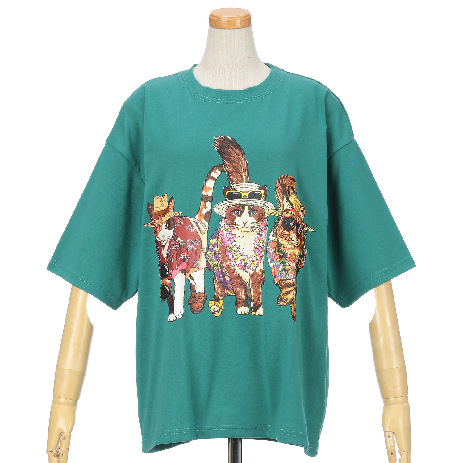 【Insta Live】【ETONET限定】CORISCO Animal Village 前後プリントネコTシャツ リゾート - 画像13