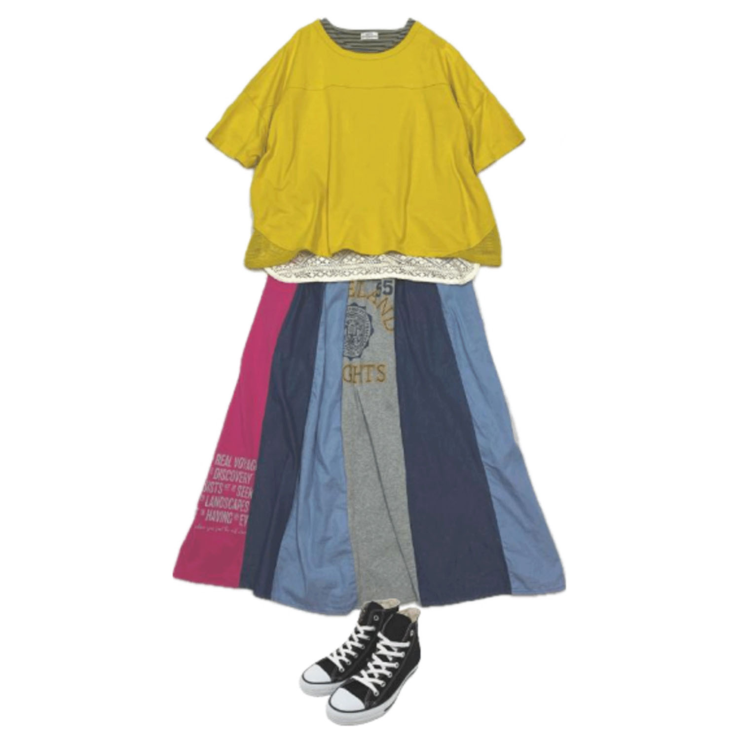 GENTIL スリットメッシュ肩切替ワイドTee - 画像14