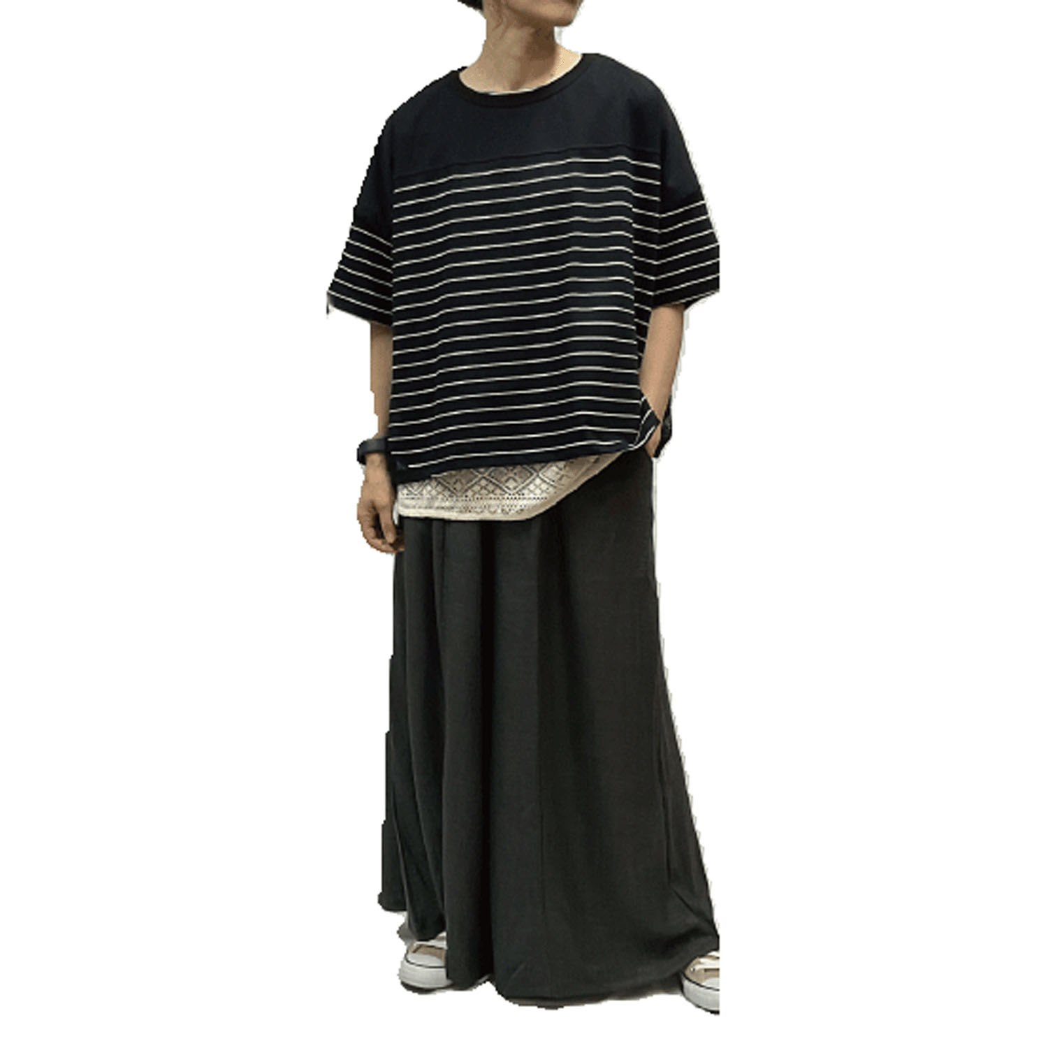 GENTIL スリットメッシュ肩切替ワイドTee - 画像6