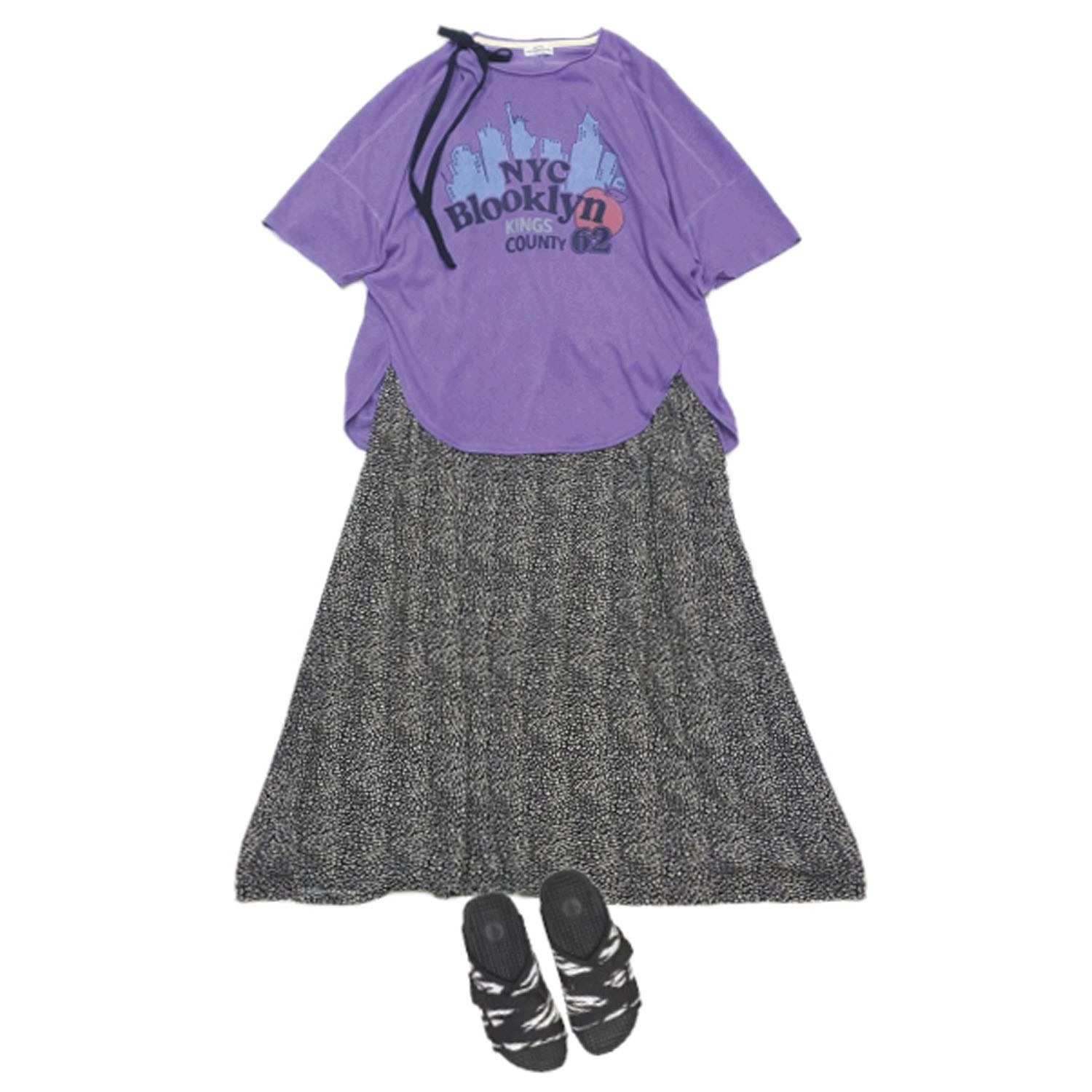 GENTIL 麻タッチ天竺ロールネックプリントTee - 画像2