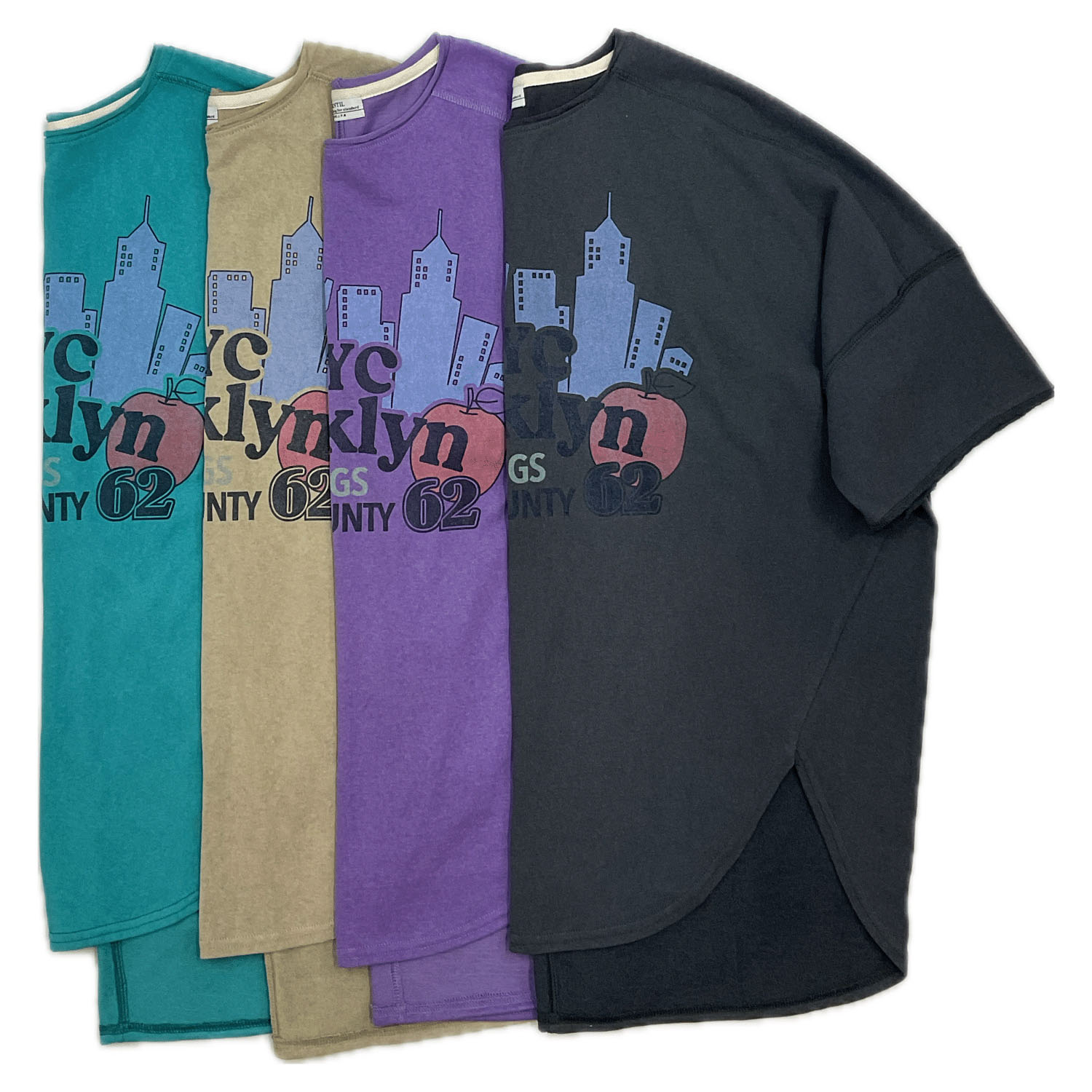 GENTIL 麻タッチ天竺ロールネックプリントTee - 画像3