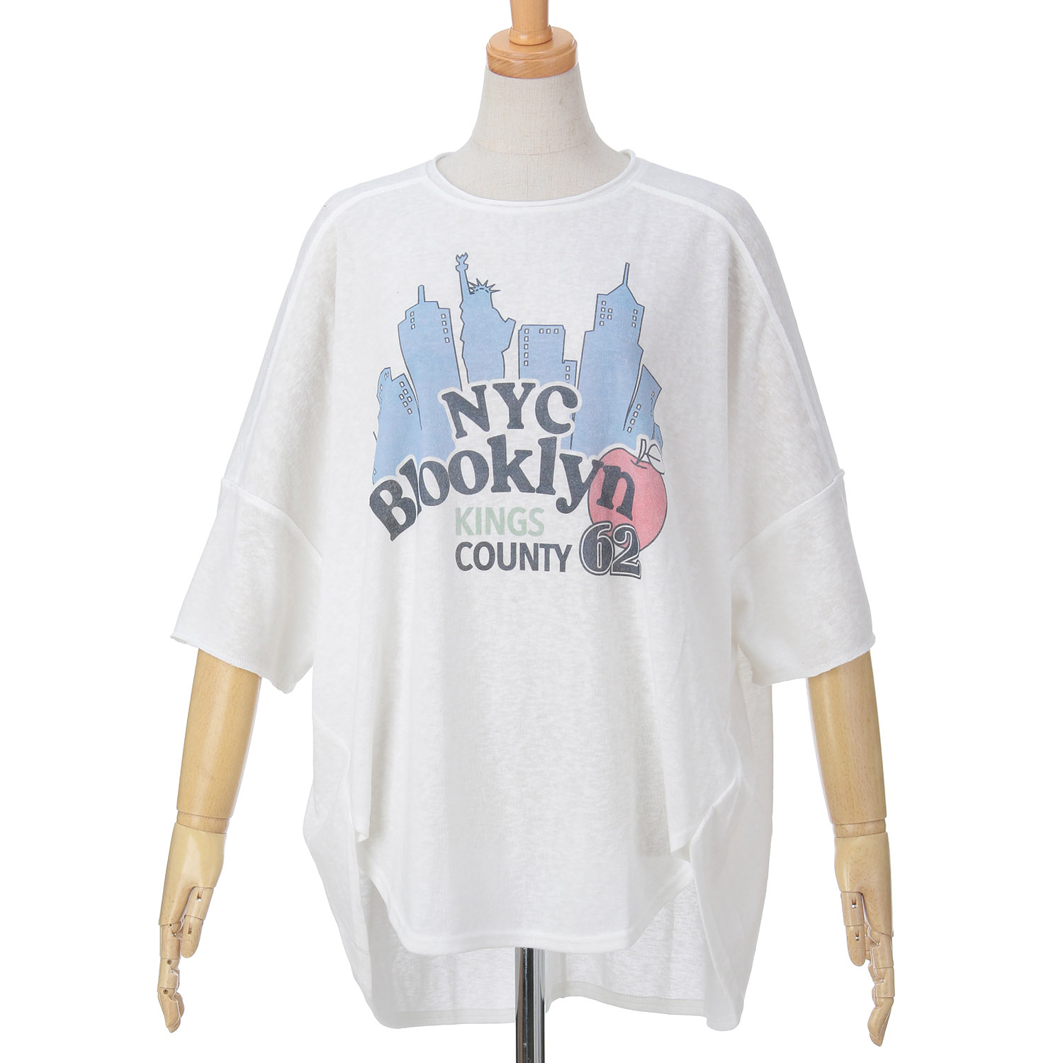 GENTIL 麻タッチ天竺ロールネックプリントTee - 画像6