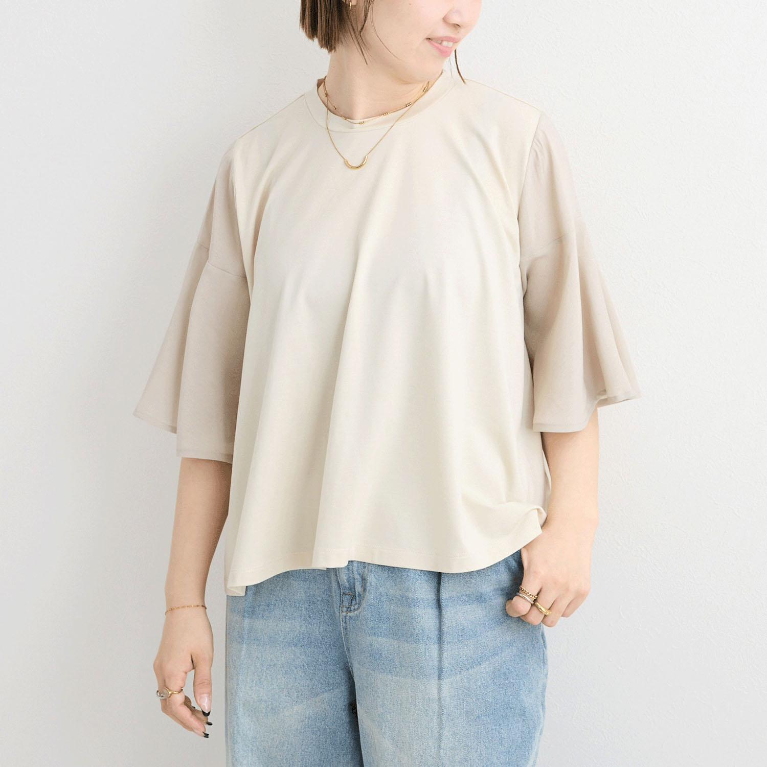 MAFRAIS  シアーコンビフレアースリーブ゛プルオーバー - 画像3