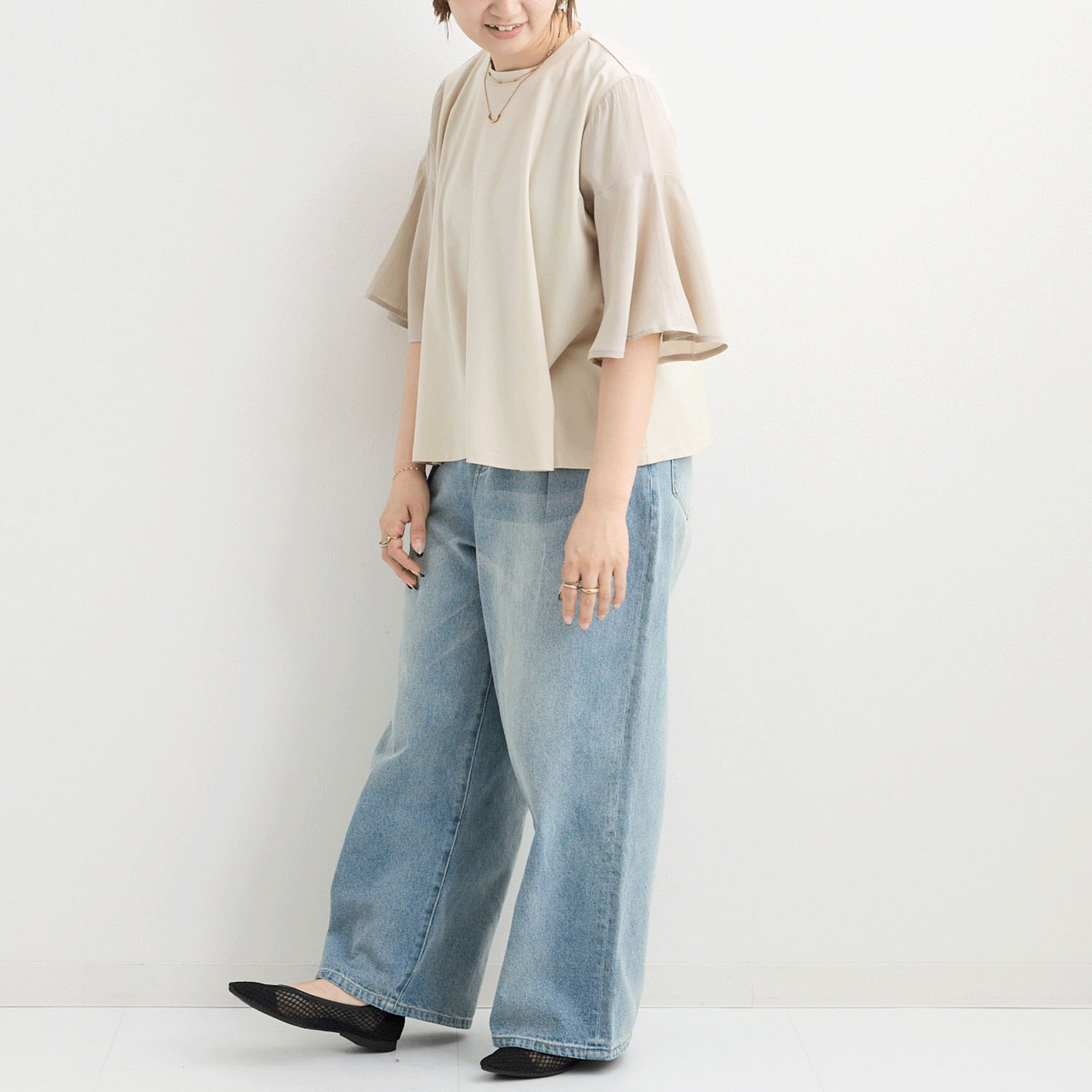 MAFRAIS  シアーコンビフレアースリーブ゛プルオーバー - 画像4