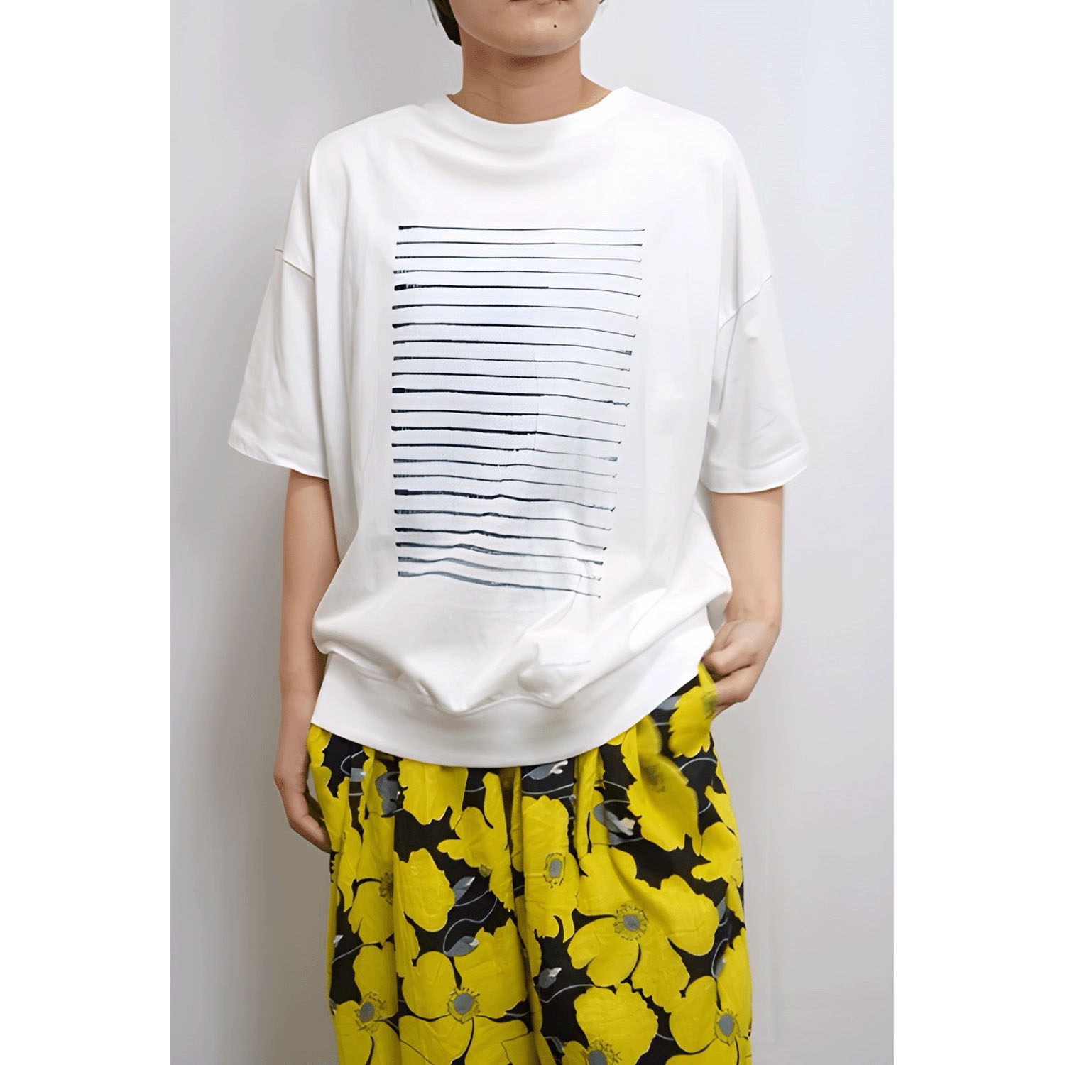 fu－dueka：：リブボーダープリントTee