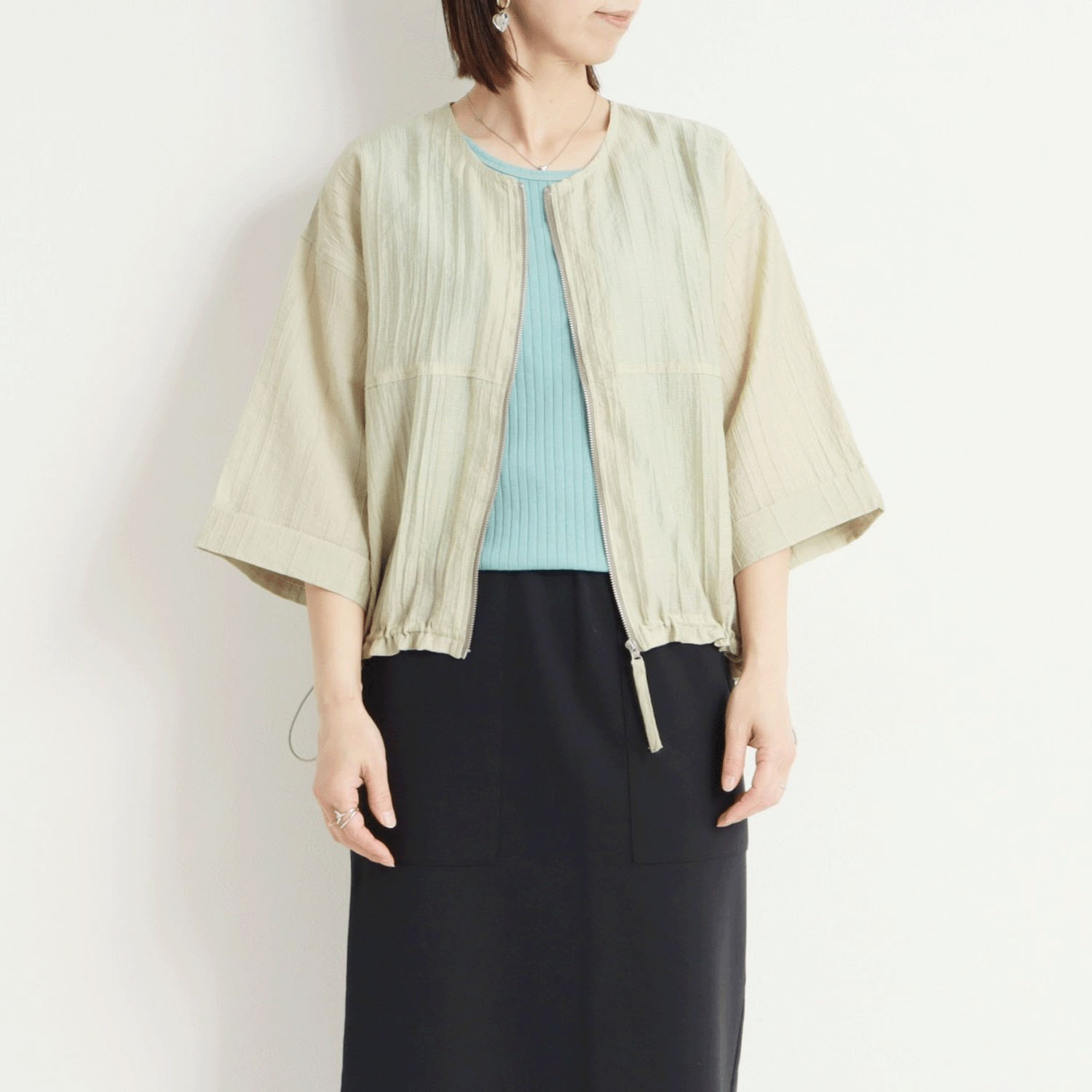 le colis シアークレープZIPブルゾン