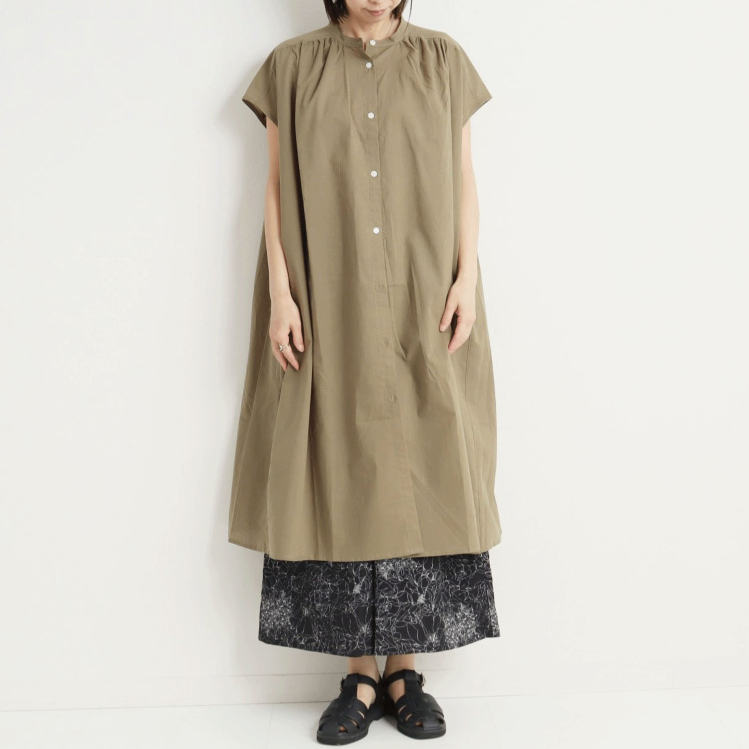 le colis 無地＆プリントフレンチスリーブワンピ - 画像3